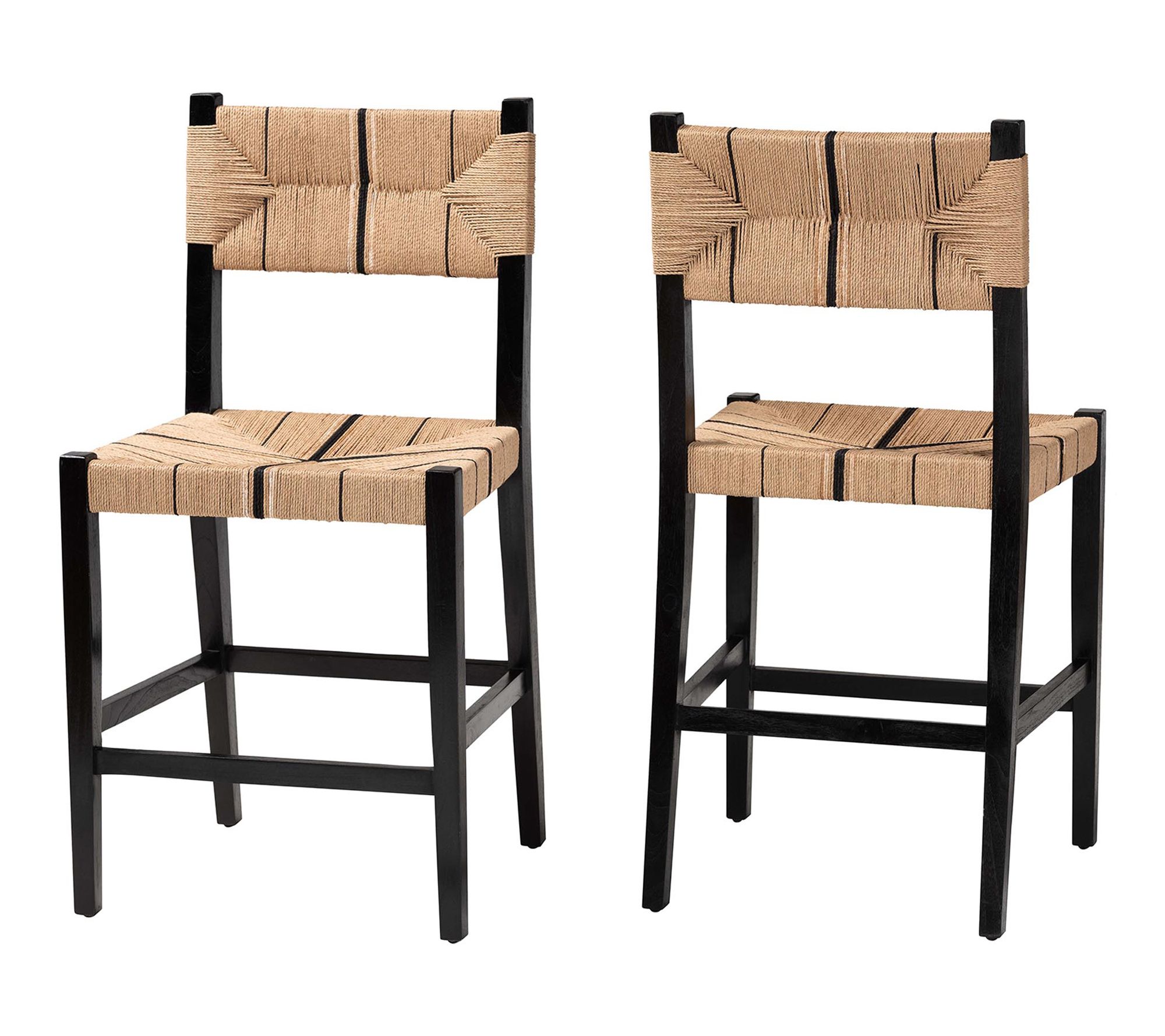 bali & pari Prita Paper Loom and Wood Bar Stool Set of 2