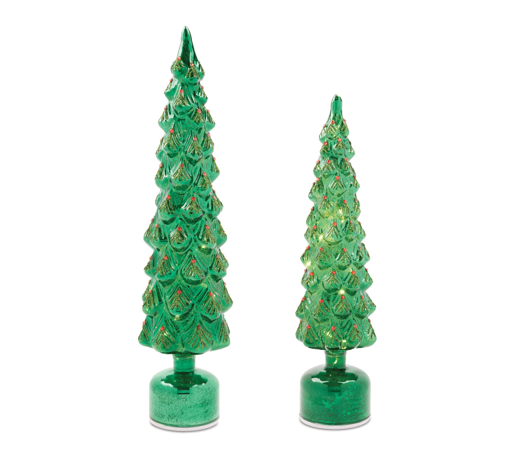 Melrose Rotating LED Glass Christmas Tree (Set of 2)