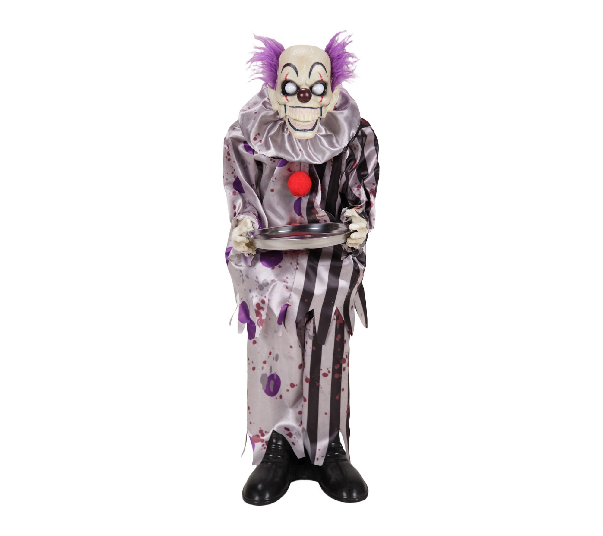 Haunted Hill Farm 3.1-Ft. Standing Clown with Plate Animatronic