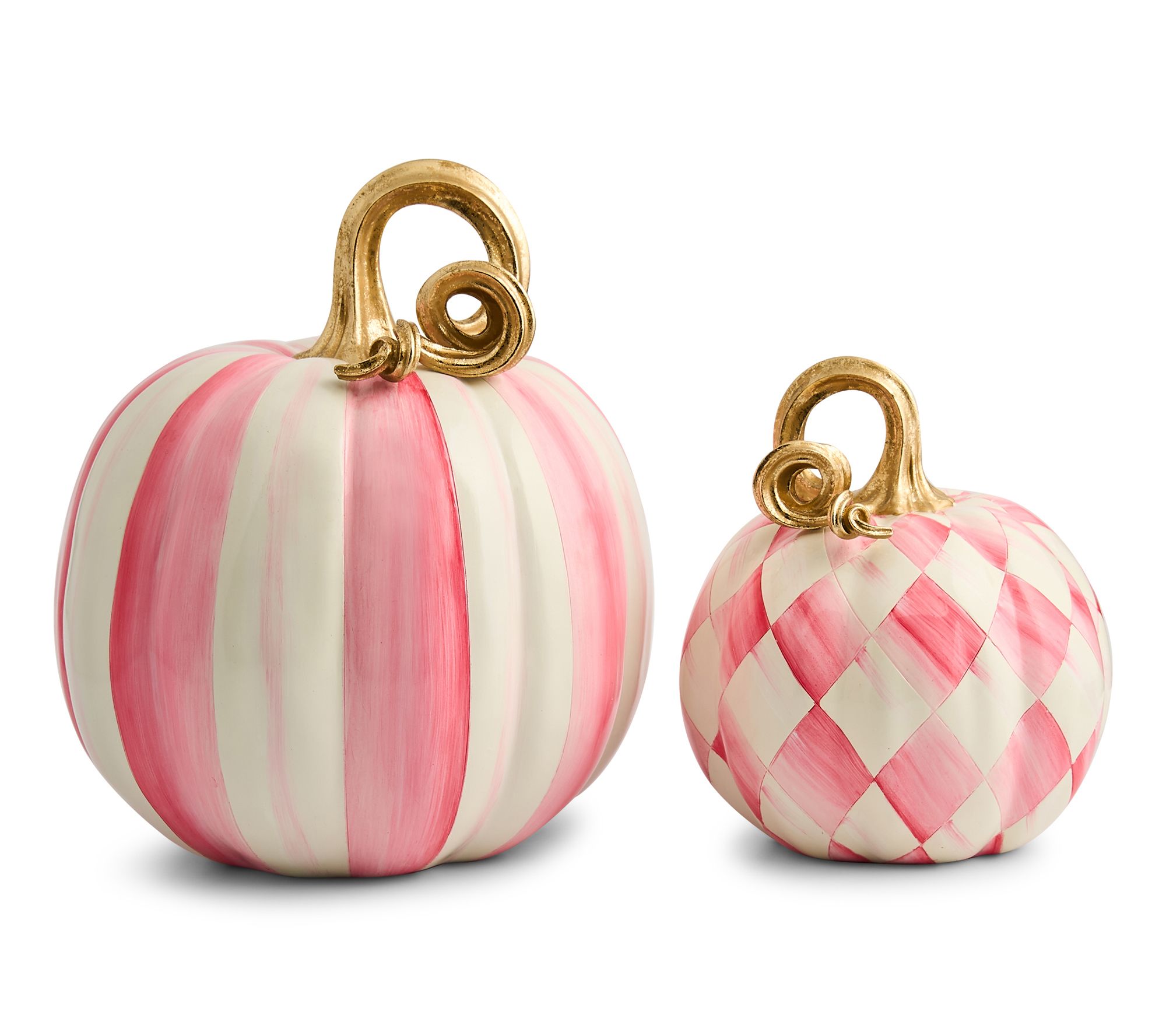  "As Is" MacKenzie- Childs S/2 Small Harlequin Pumpkins