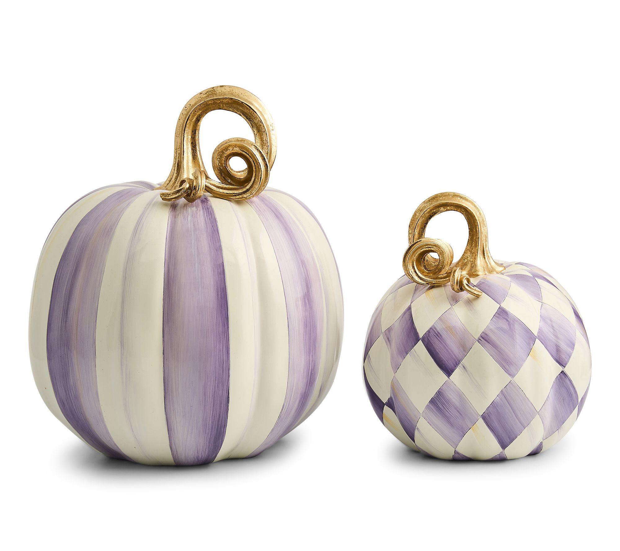 "As Is" MacKenzie- Childs S/2 Small Harlequin Pumpkins