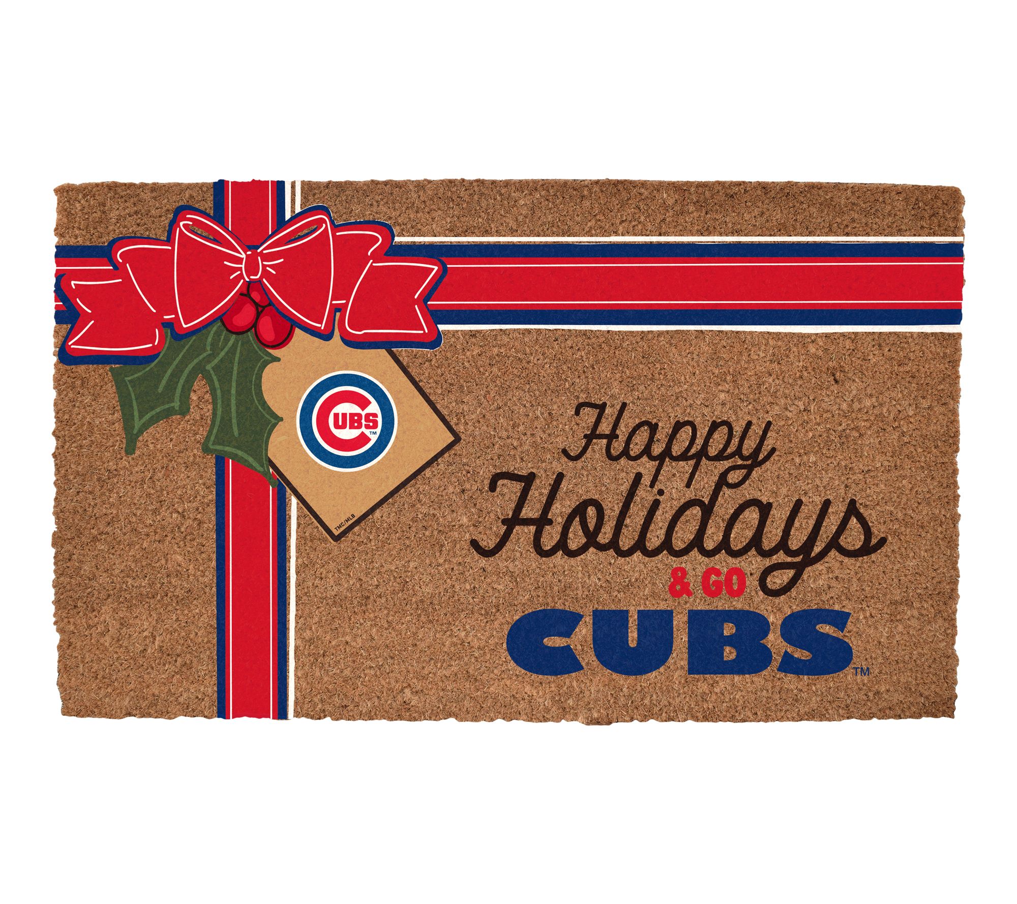 Memory  Company MLB Coir Fiber Holiday Bow Door Mat