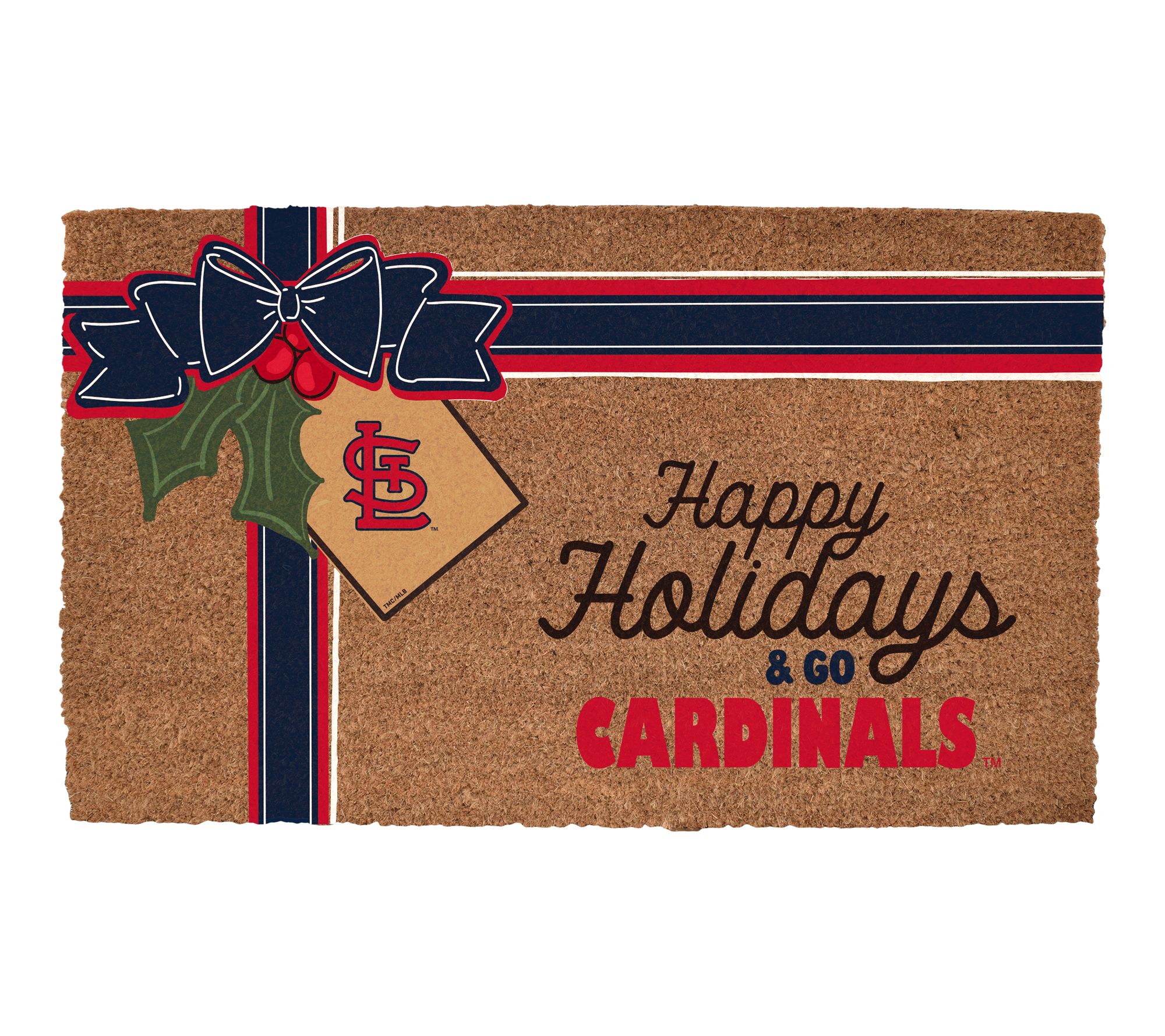 Memory  Company MLB Coir Fiber Holiday Bow Door Mat