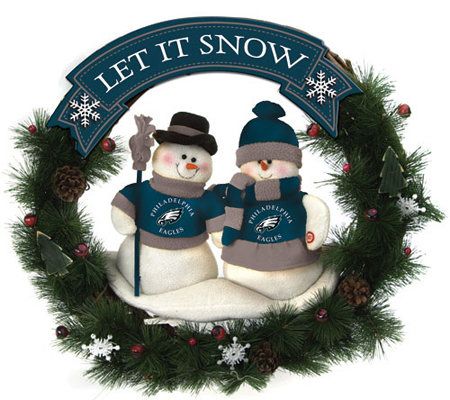 Nfl Philadelphia Eagles Snowman Wreath Qvc Com