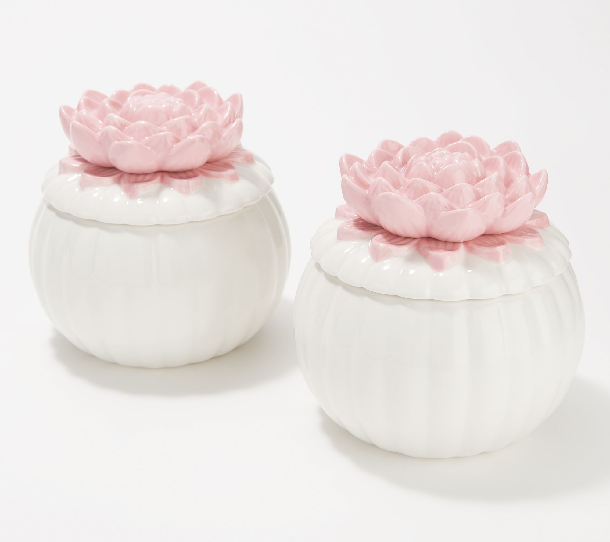 HomeWorx by Harry Slatkin Set of (2) 4oz. Ceramic Candles w/ Flower