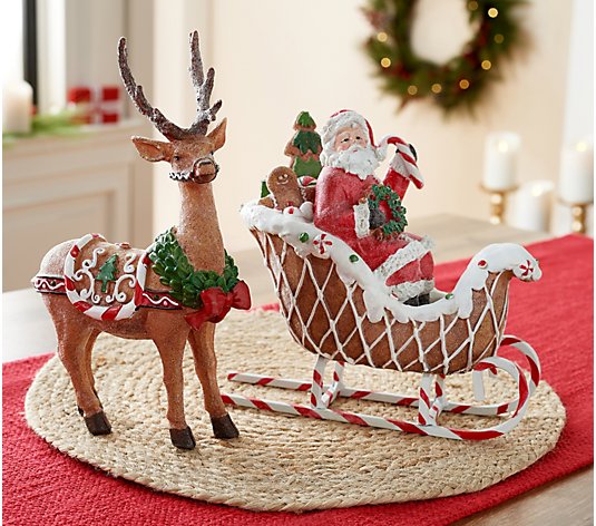 2-Piece Santa on Sleigh with Reindeer by Valerie
