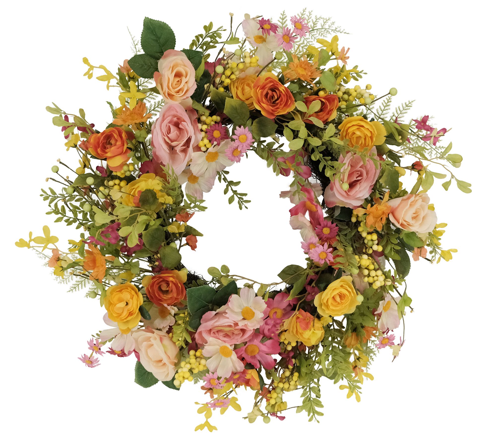 Puleo 24" Rose Dogwood Daisy Floral Spring Wrea  th