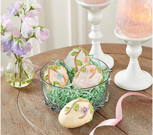 Set of 4 Floral Eggs by Valerie