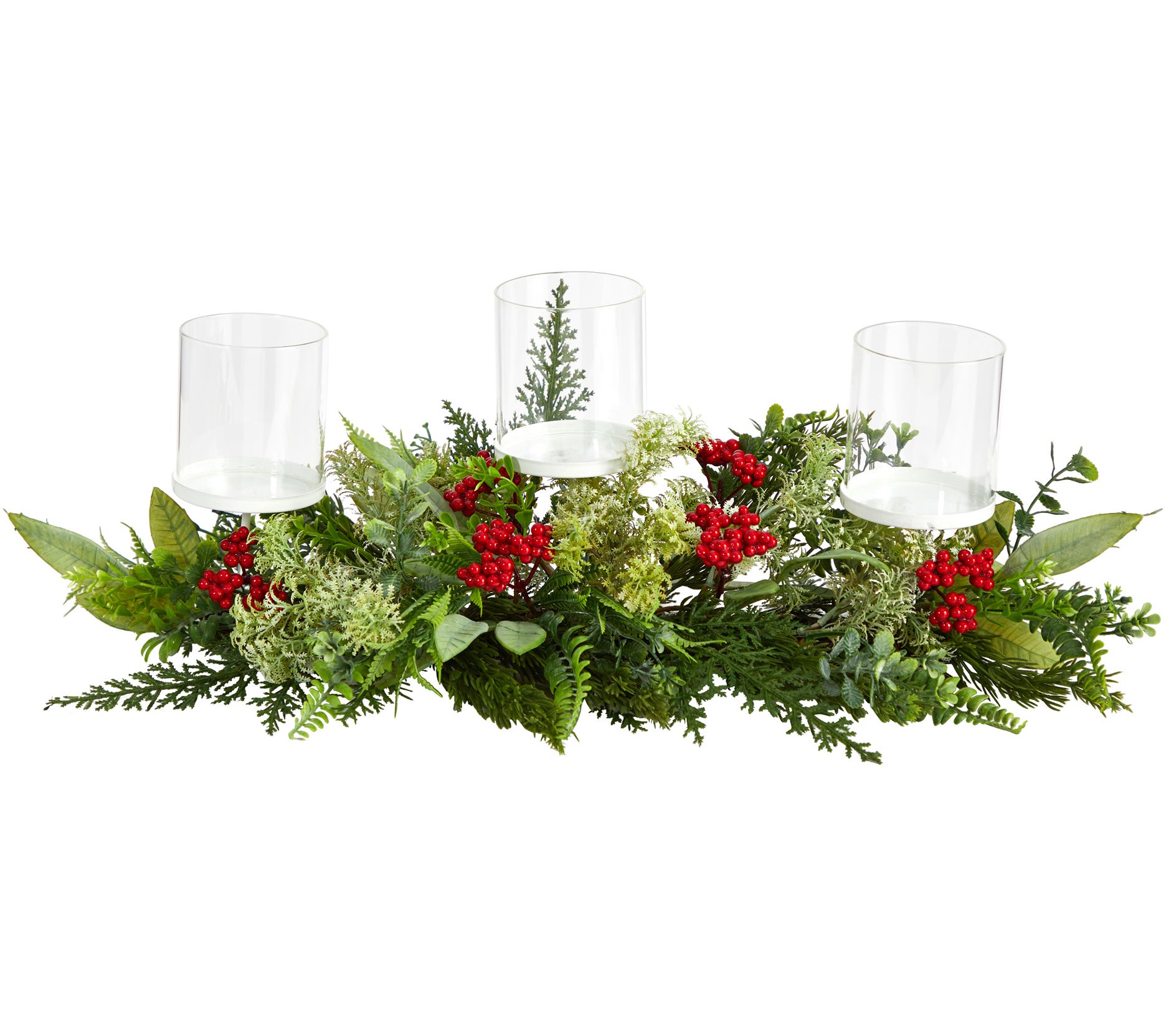 Nearly Natural 20" Holiday Win ter Greenery an d Berries Decor