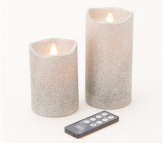 Mikasa 4" & 6" Glitter Flameless Blow Out Candles with Remote