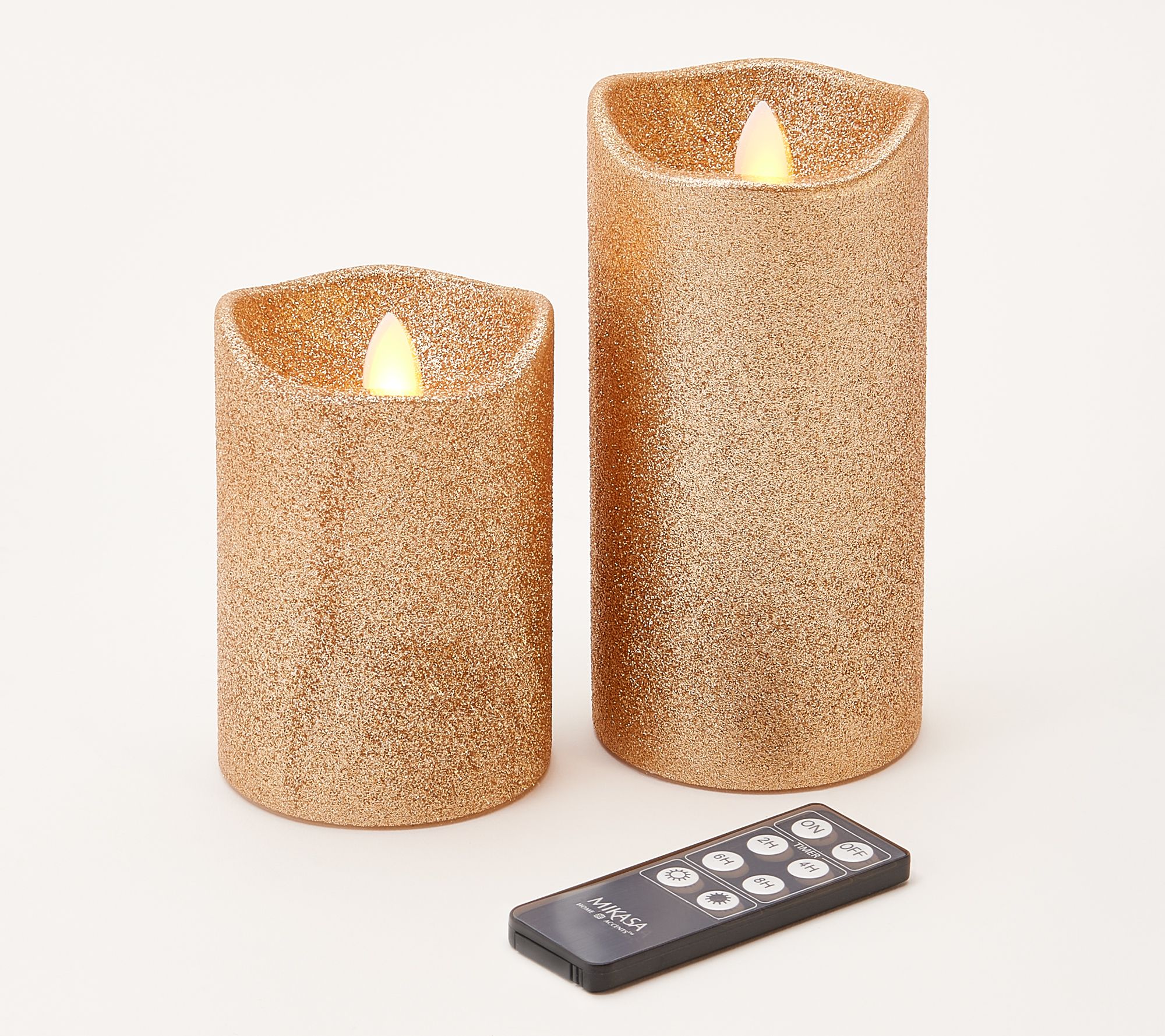 Mikasa 4" & 6" Glitter Flameless Blow Out Candles with Remote