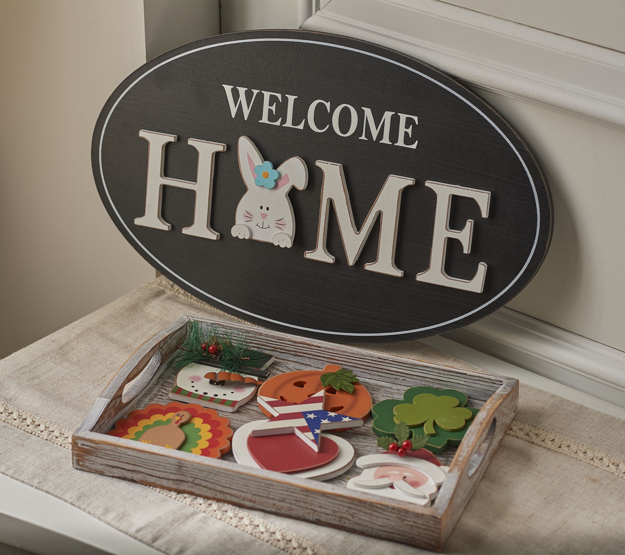"As Is" Welcome Home Oval Sign with 8 Seasonal Icons by Valerie