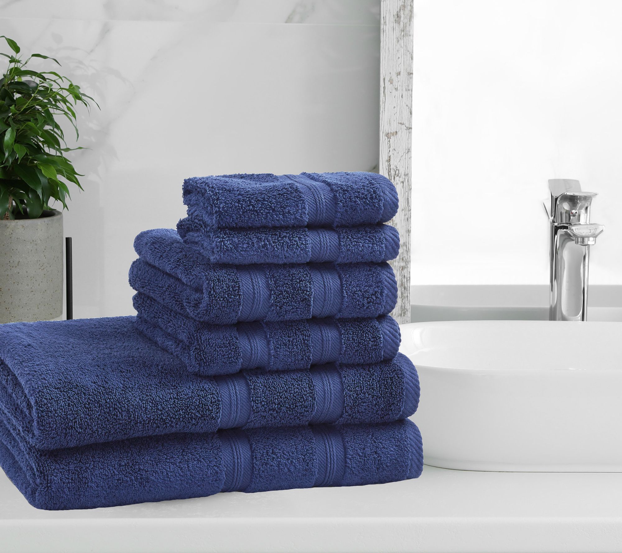 CHARISMA LUXURY MIDNIGHT Blue 4 Piece Bath Set 2 Hand Towels and 2