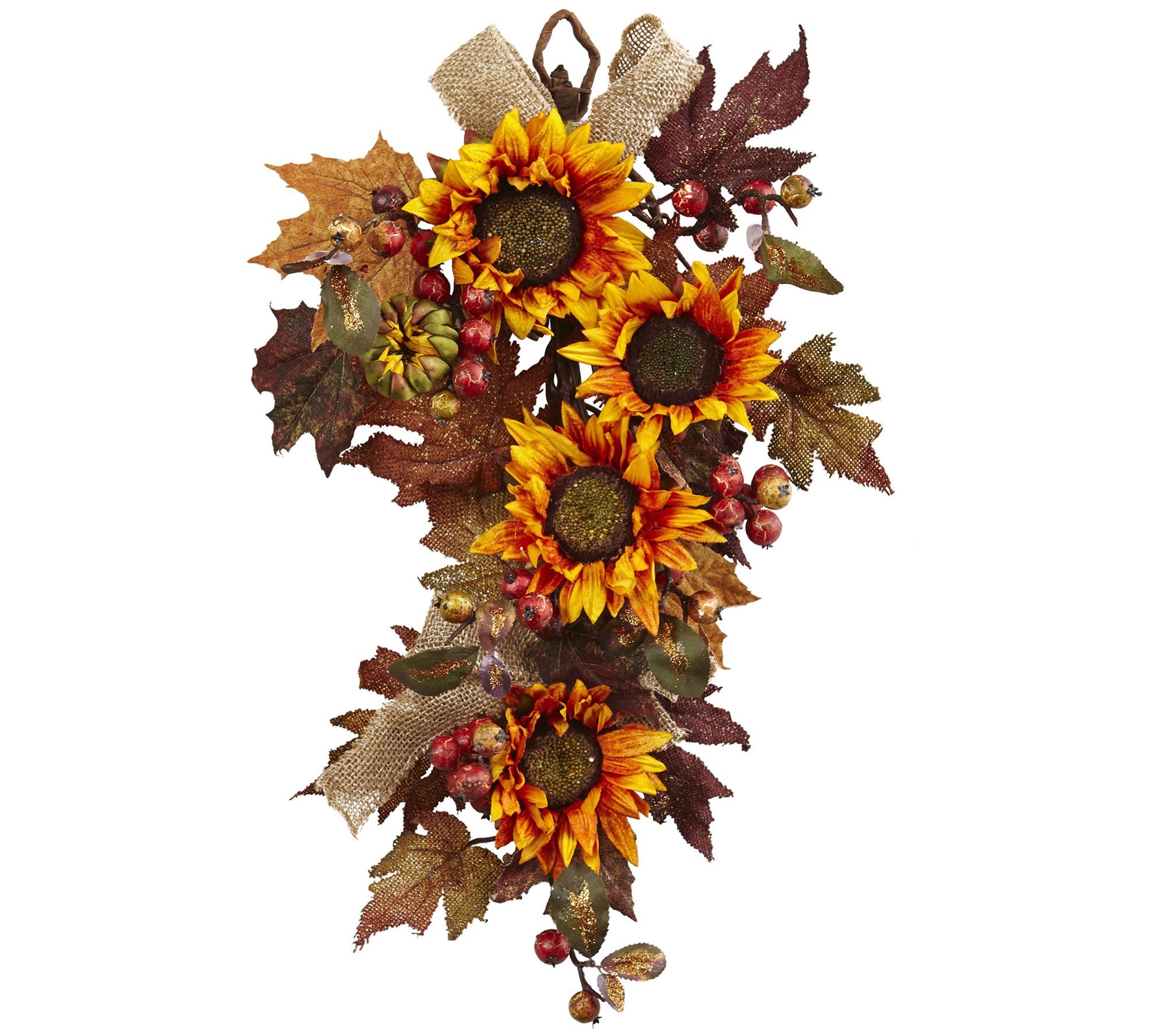 24" Sunflower & Berry Teardrop by Nearly Natural