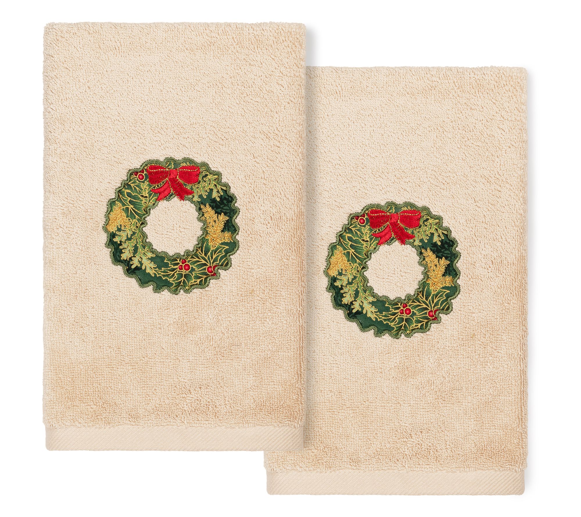 Linum Home Textiles Christmas Wreath 2PC Hand Towels
