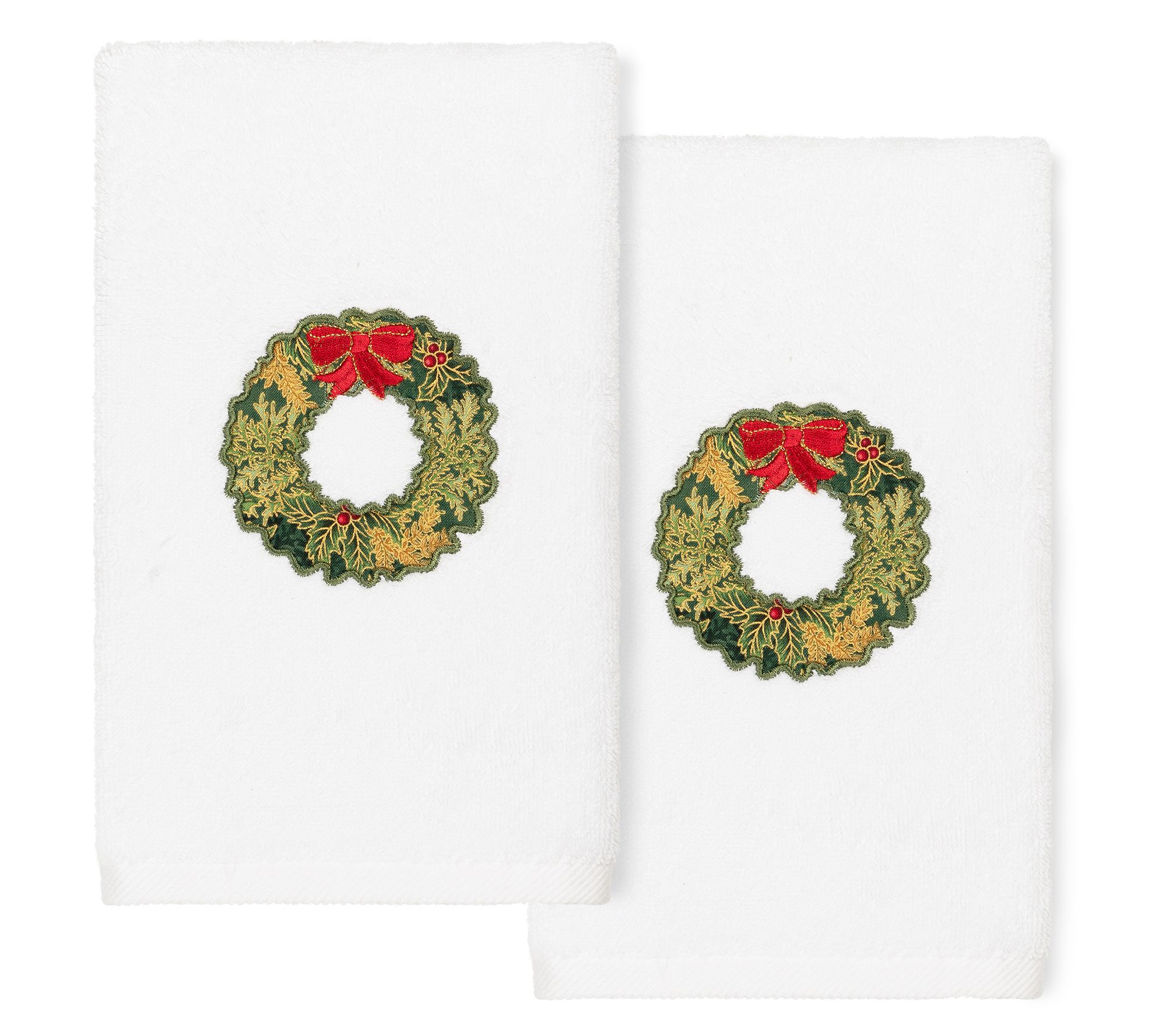 Linum Home Textiles Christmas Wreath 2PC Hand Towels