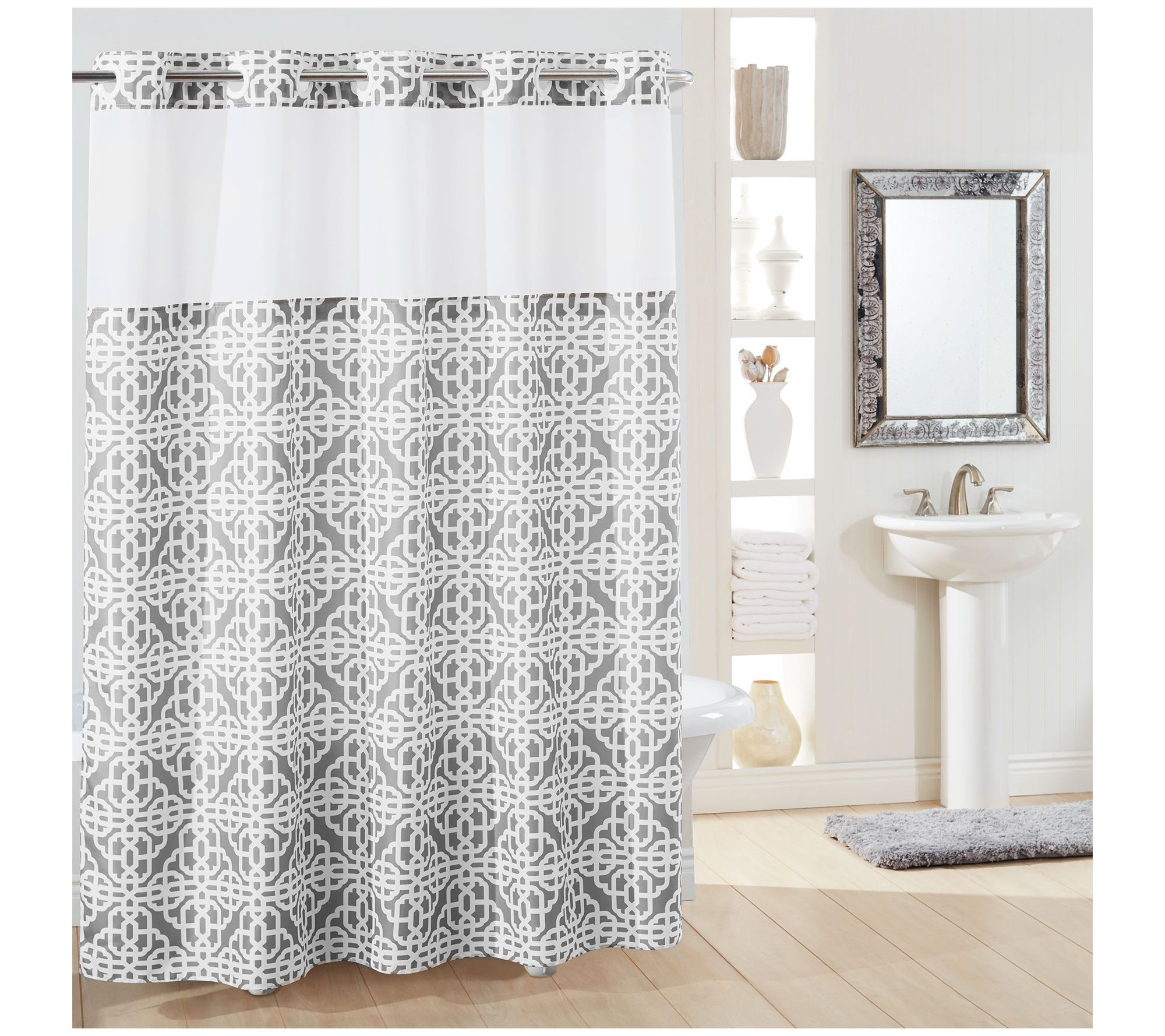 Hookless Branca Plain Weave Shower Curtain withPeva Liner 