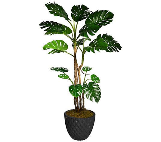 Vintage Home 77.6" Tall Monstera with Fiberstone Planter