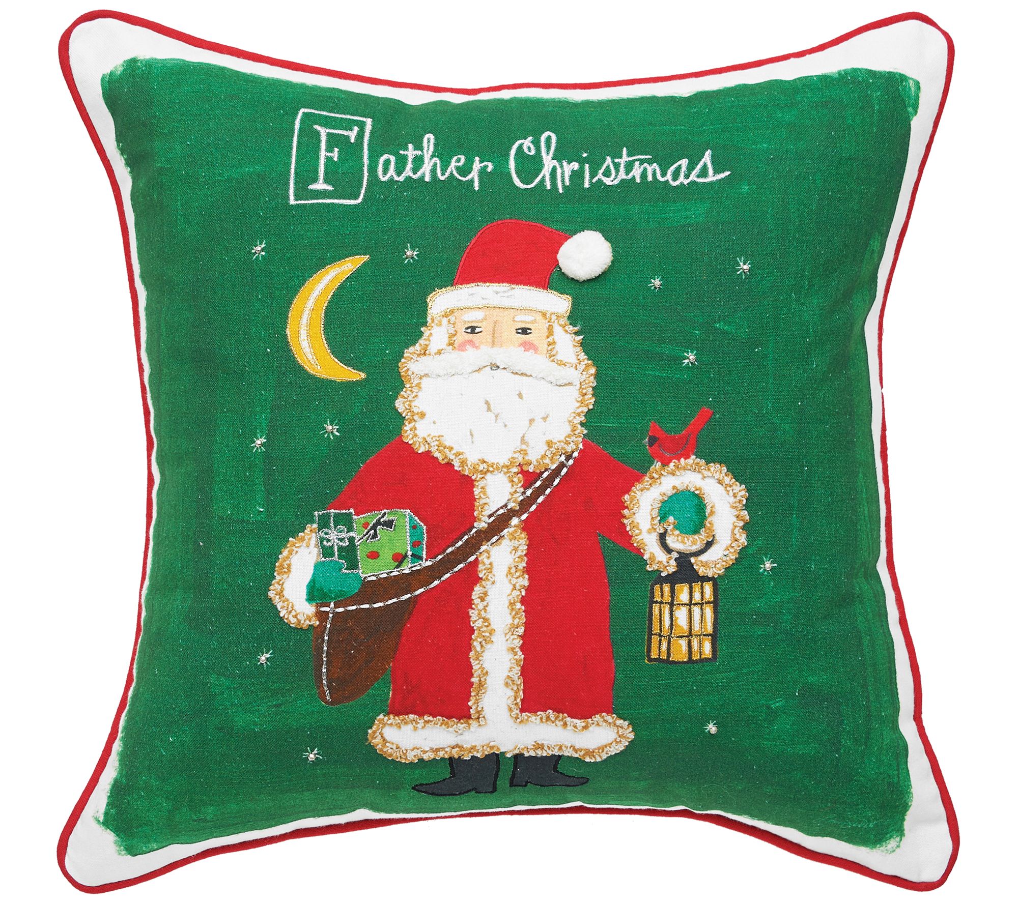 C&F Home18" x 18" Father Christmas Alphabet Emb ellished Pillo