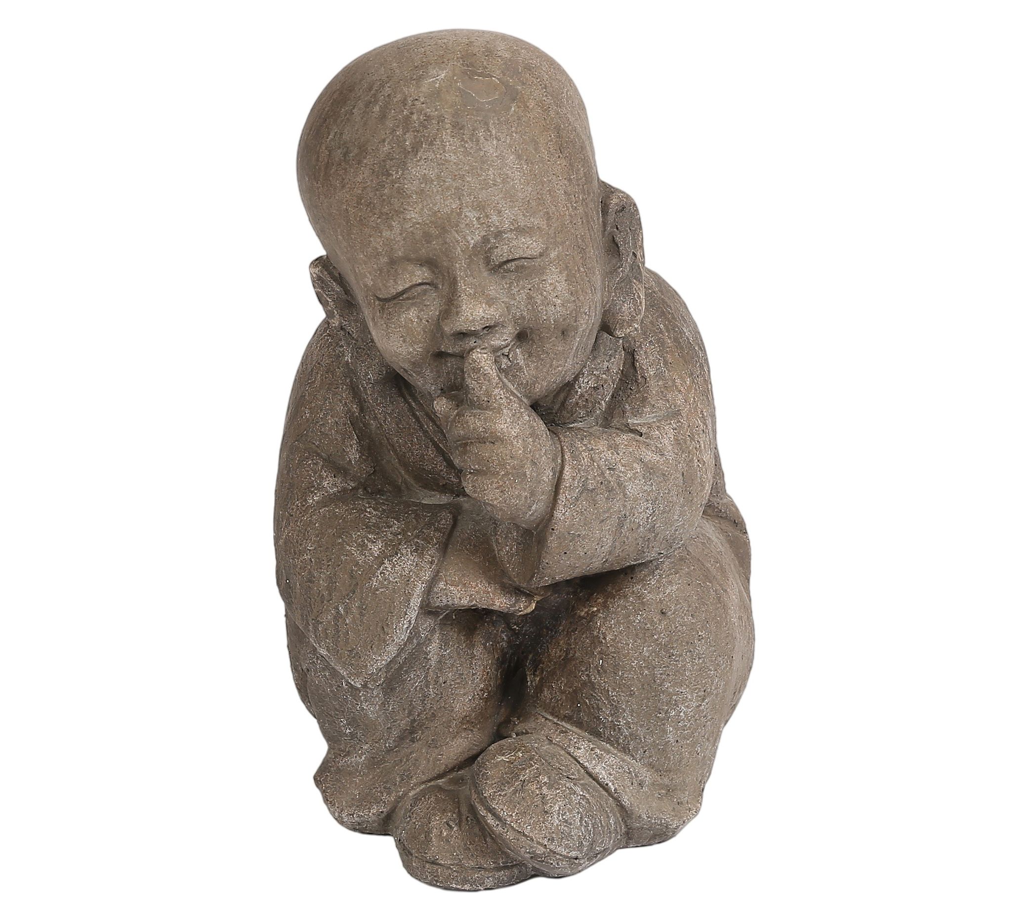 LuxenHome Weathered Brown MgO Quiet Little Buddha Monk Garden