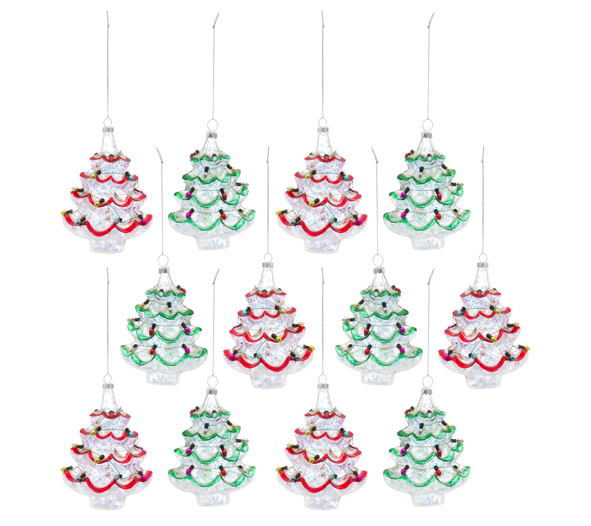 Melrose Glass Christmas Tree Ornament w/ColoredLights String