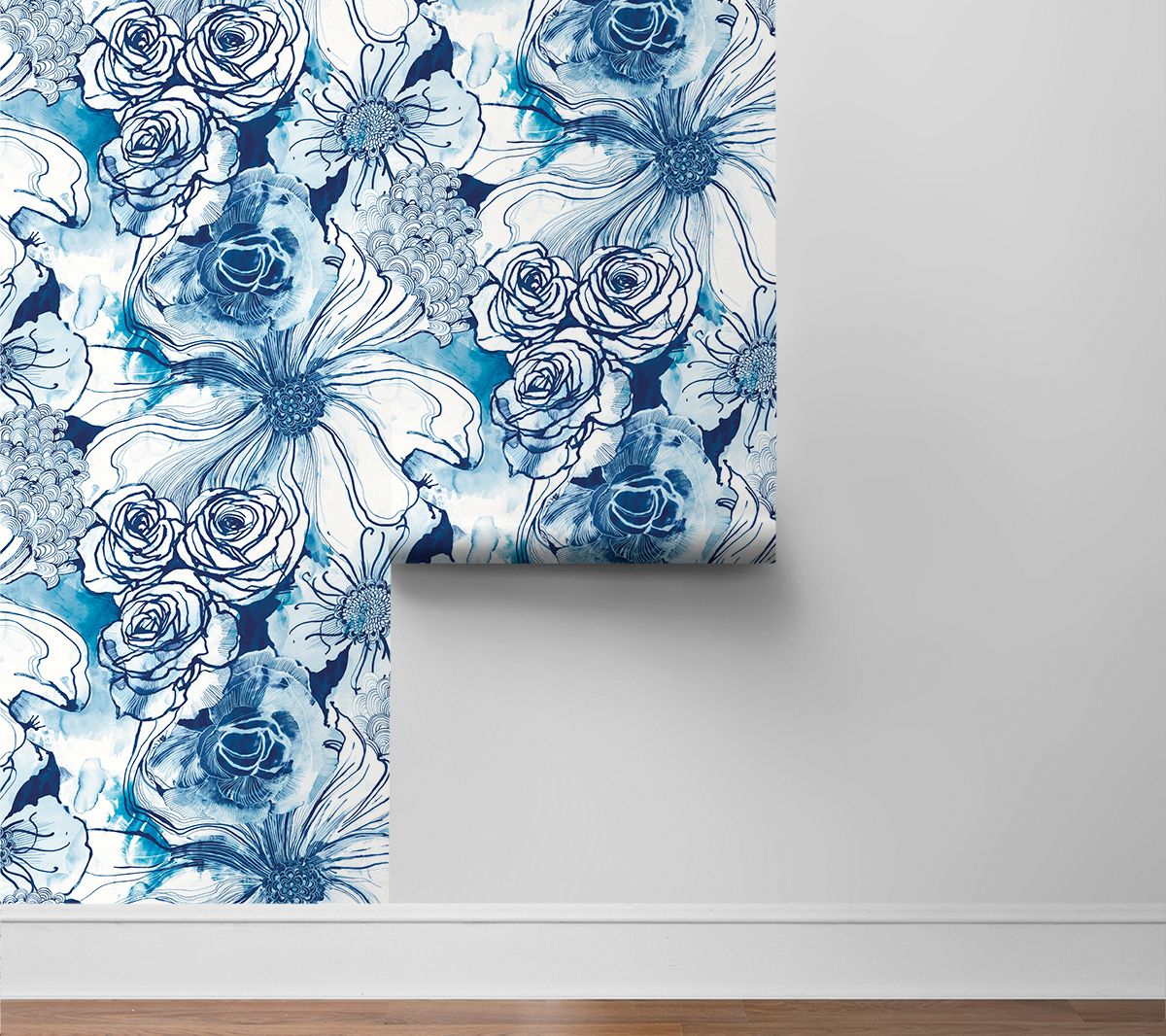 Harry & Grace Ink Rose Floral Peel and Stick Wallpaper