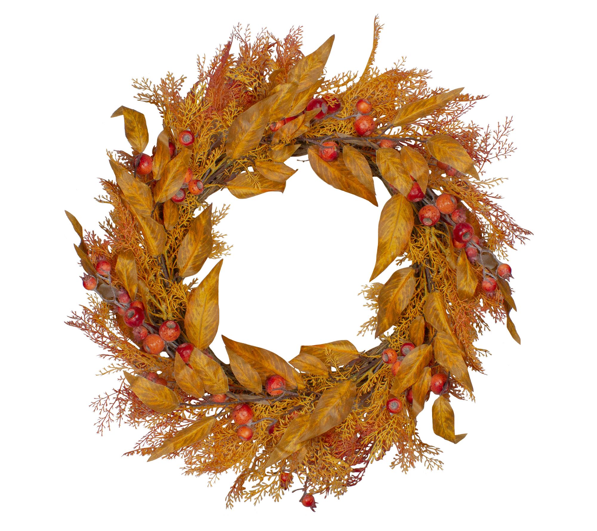 Northlight Red & Orange Ears of Wheat Harvest W reath - 12"