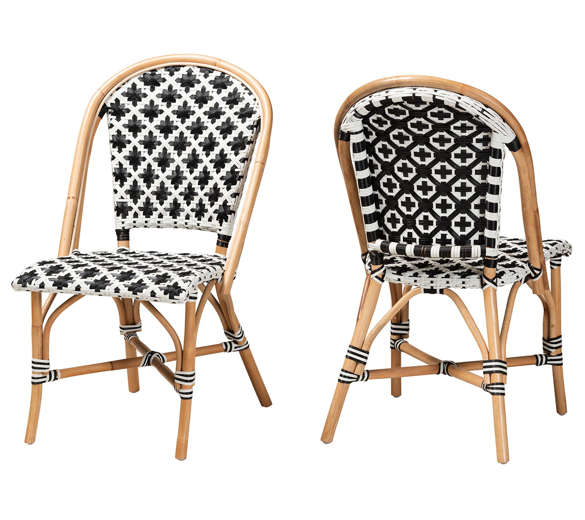 Baxton Studio Ambre Natural Rattan Bistro Chair Set of 2 QVC