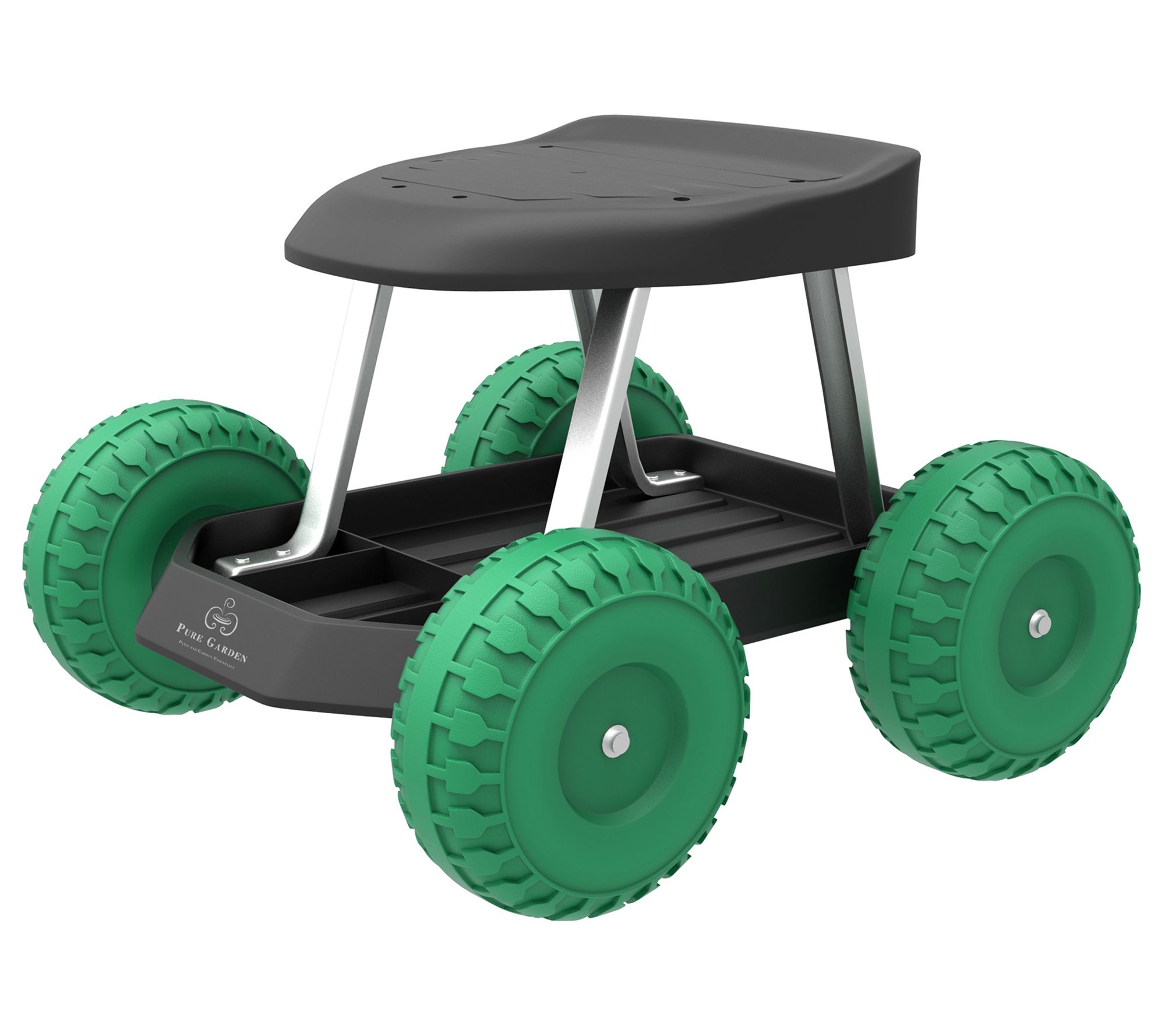 Pure Garden Cart Rolling Stool Gardening Seat