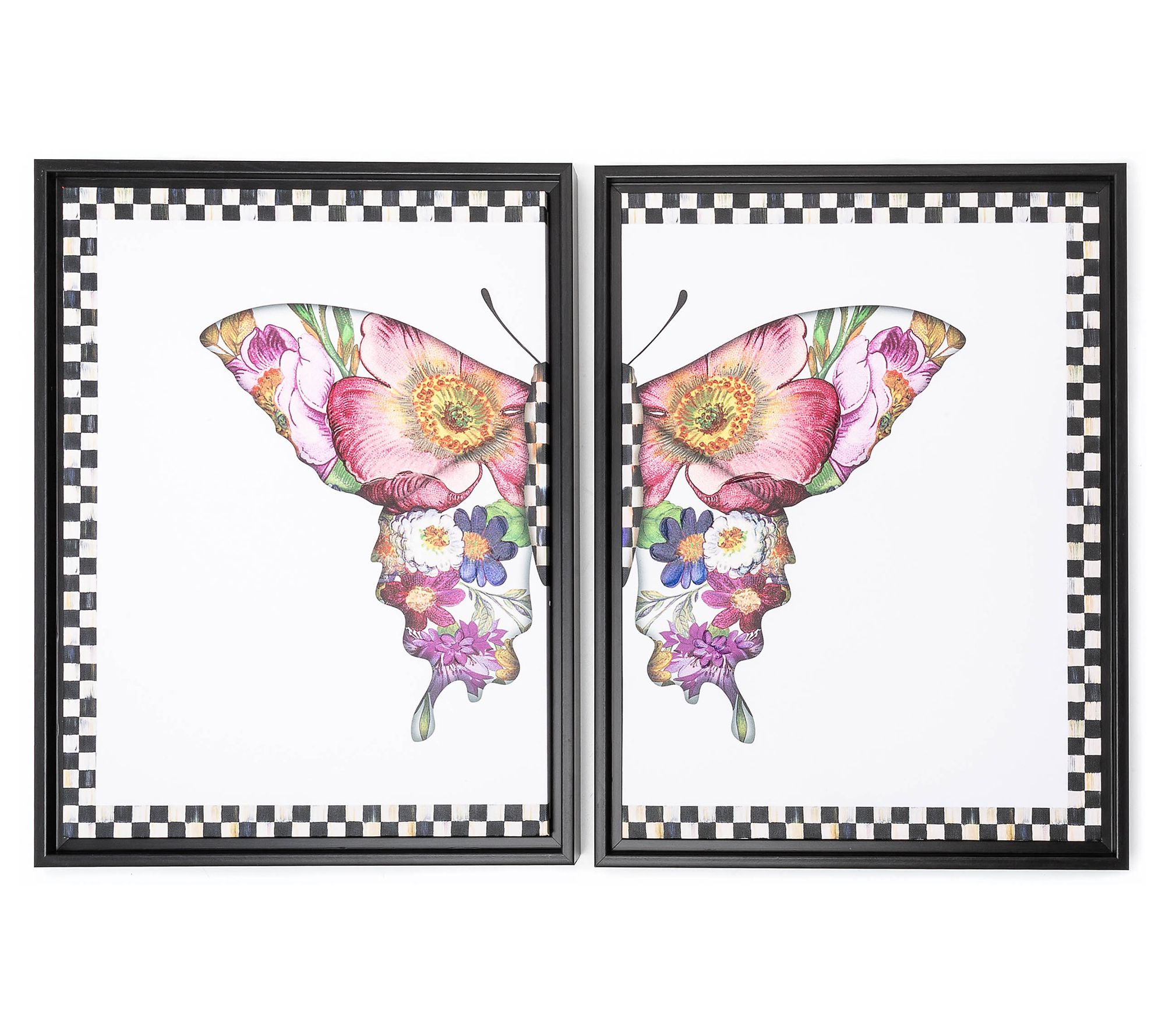 MacKenzieChilds Flower Market Butterfly Wall Art, Set of 2