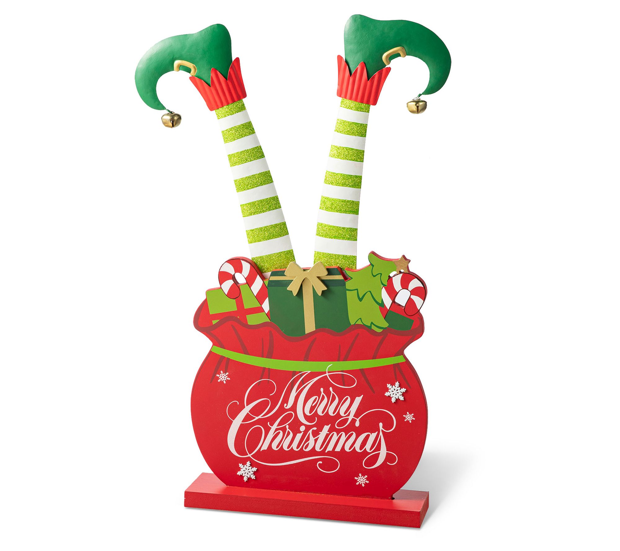 Glitzhome 24" Christmas Elf Legs in Gift Box Porch Decor