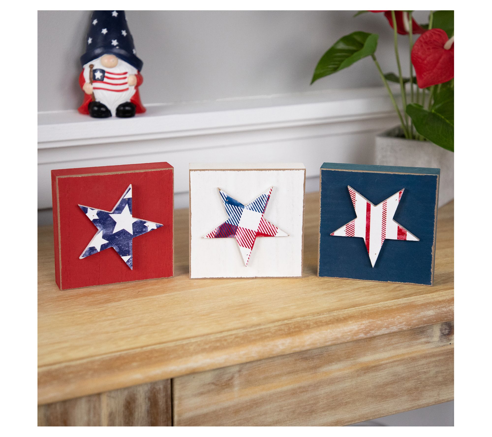Northlight Set of 3 Stars and Stripes Americana Wooden Plaques