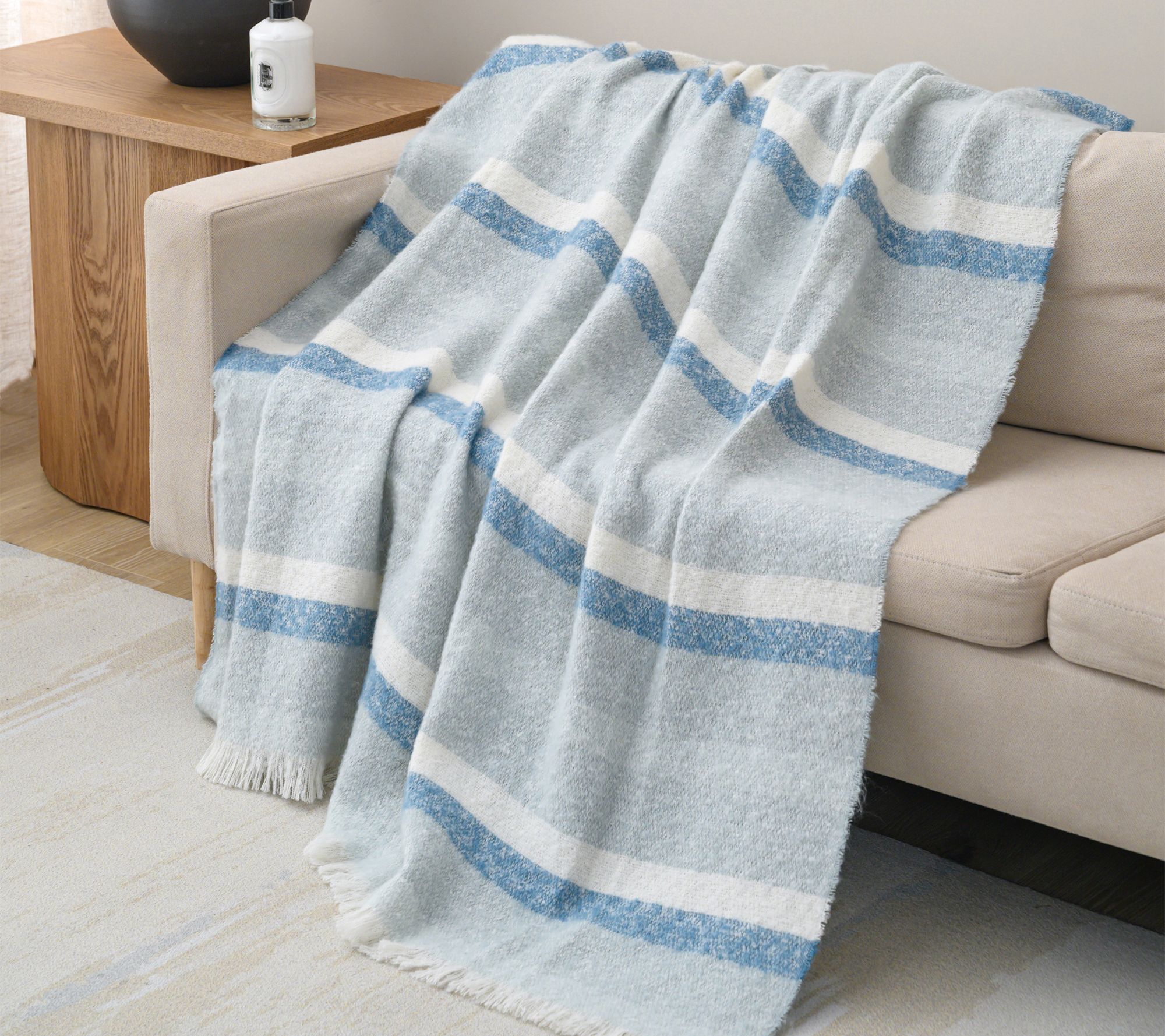 Ultra Soft Faux Mohair Stripes Throw Blanket, 50 x 60 inches