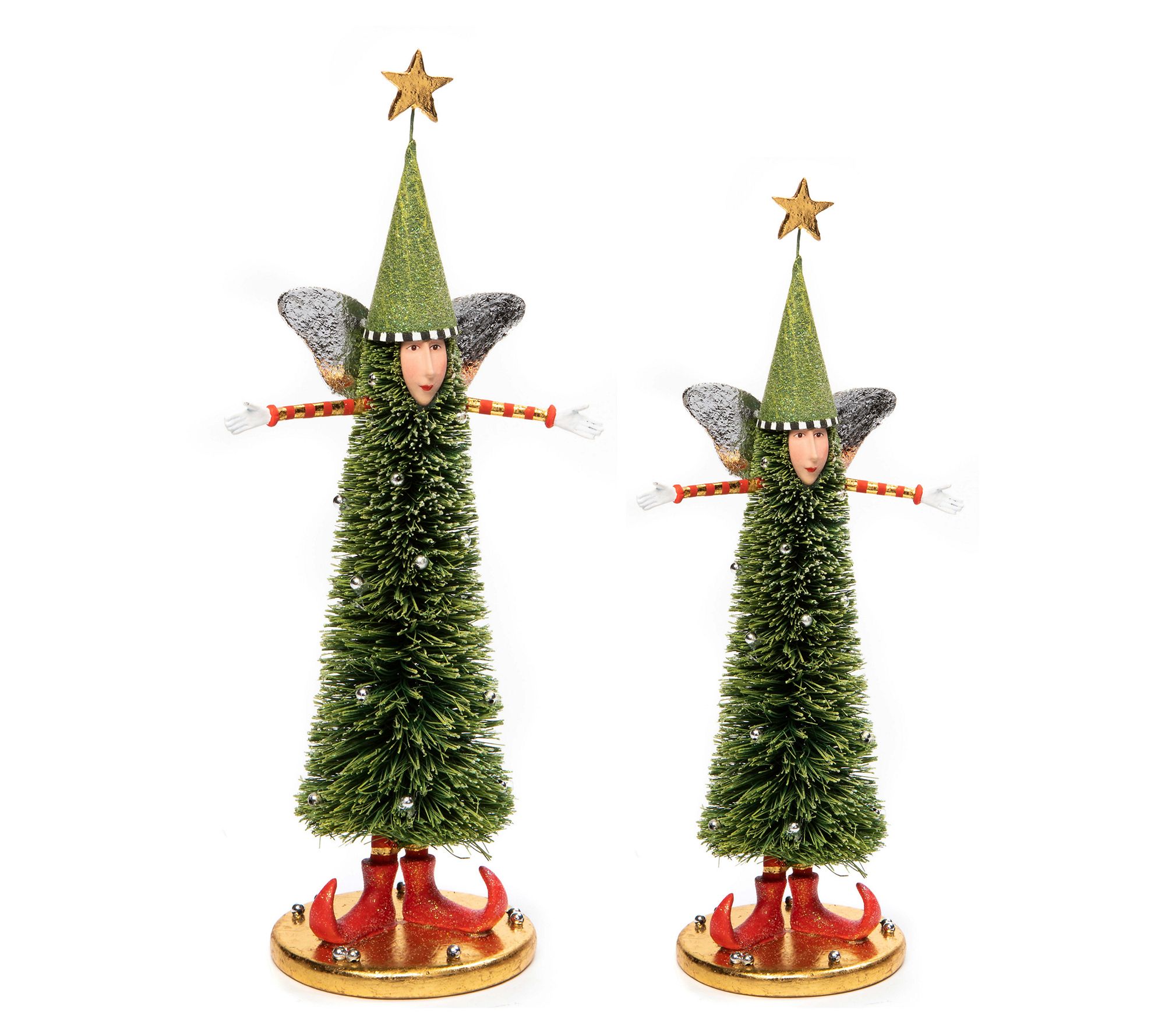 MacKenzie-Childs Set of 2 Sisal Angel Tree Figures