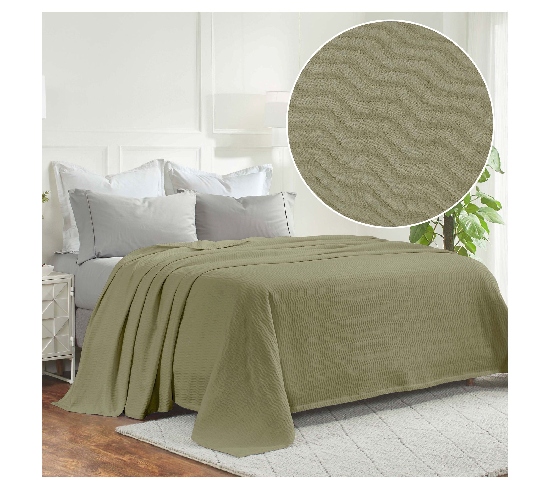 Superior Jena C otton Textured Chevron Woven B lanket, King