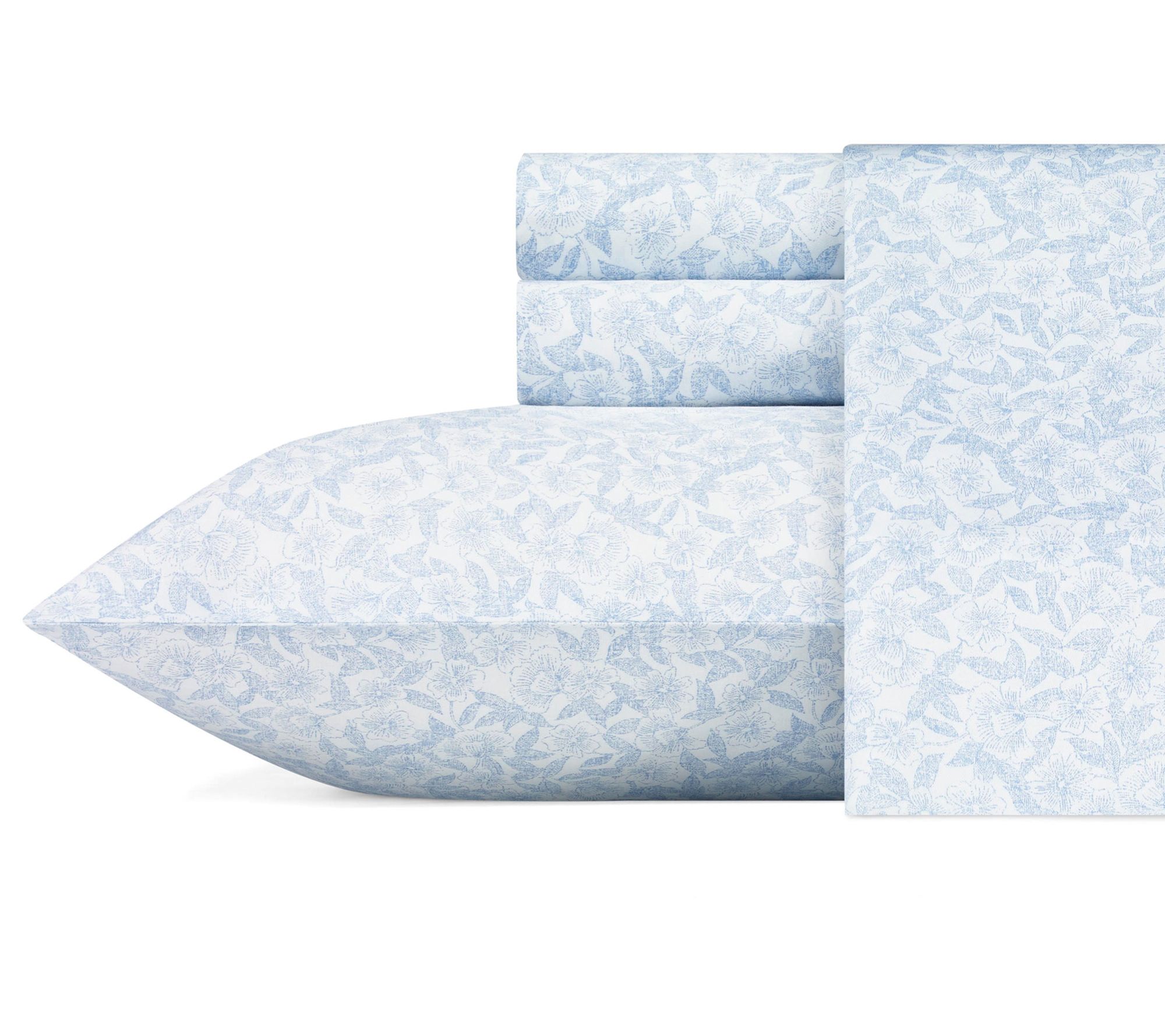 Laura Ashley Bl ossoming Cotton Blue Multi Pie ce Sheet Set-Tw