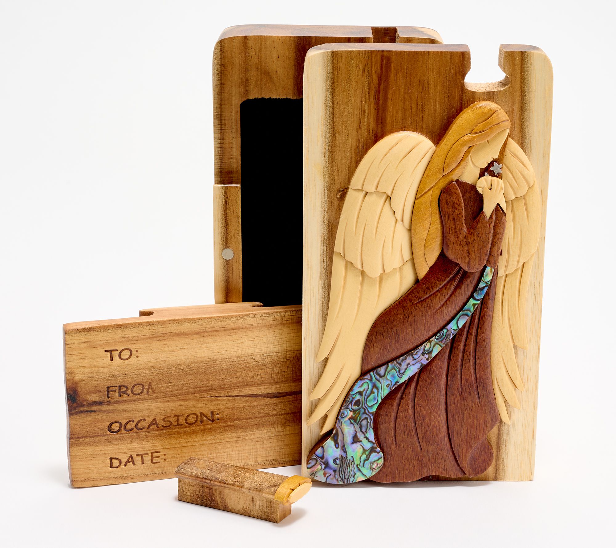 Carver Dan's Mother of Pearl Perfect Angel Puzzle Box - QVC.com