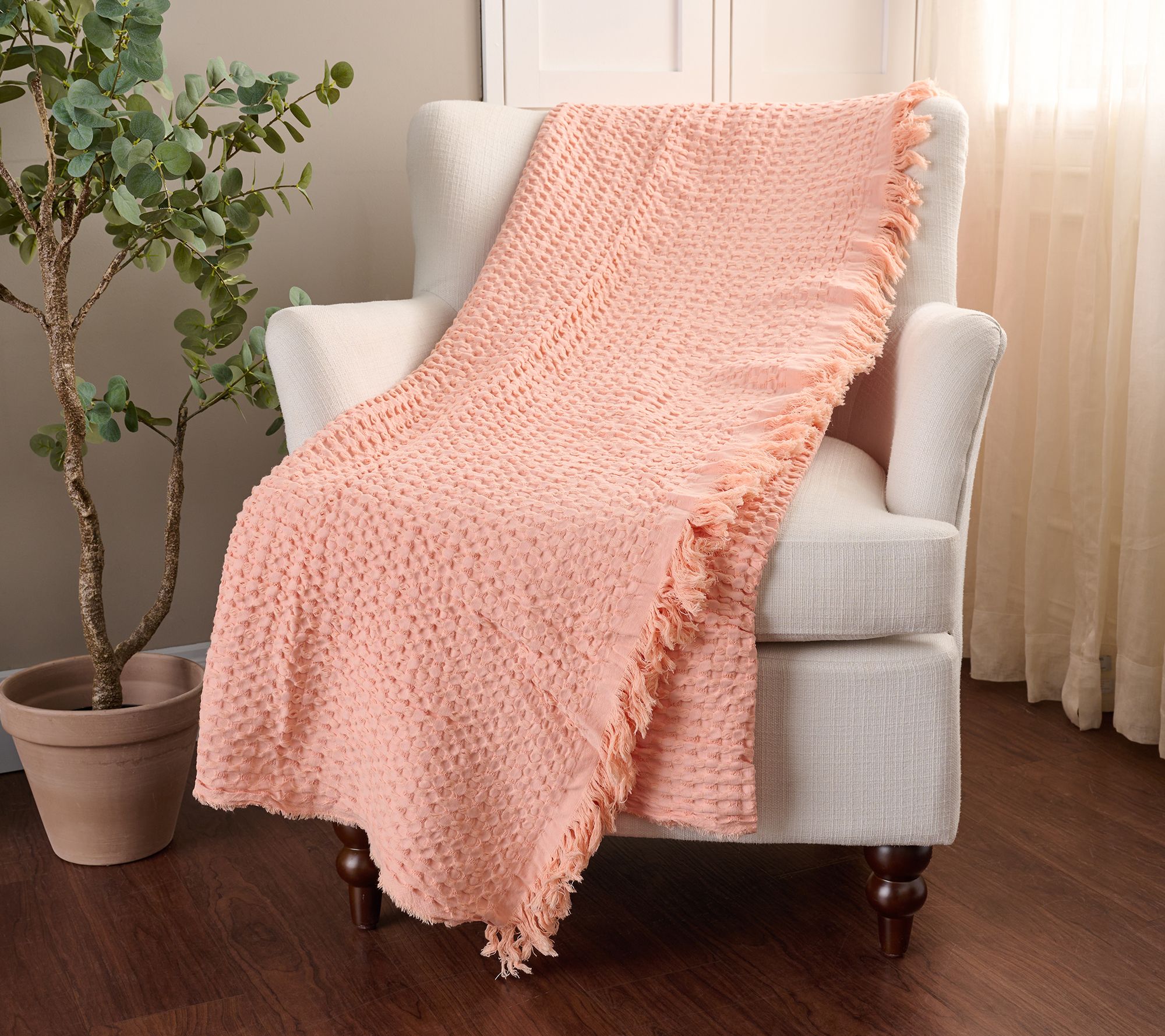  100% Cotton Yarn Dyed Waffle Knit 60x70 Throw by Kim Gravel