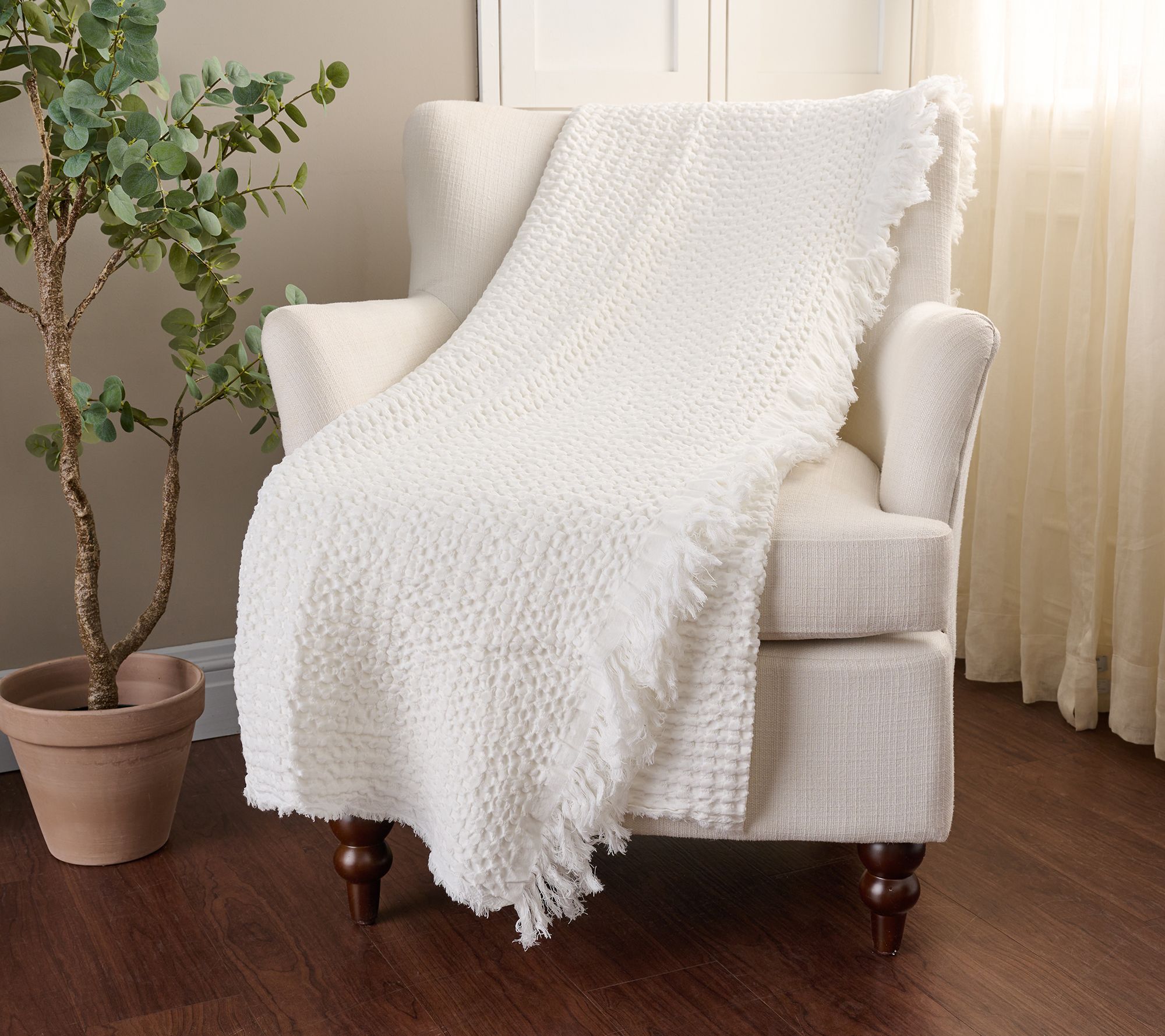 100% Cotton Yarn Dyed Waffle Knit 60x70 Throw by Kim Gravel