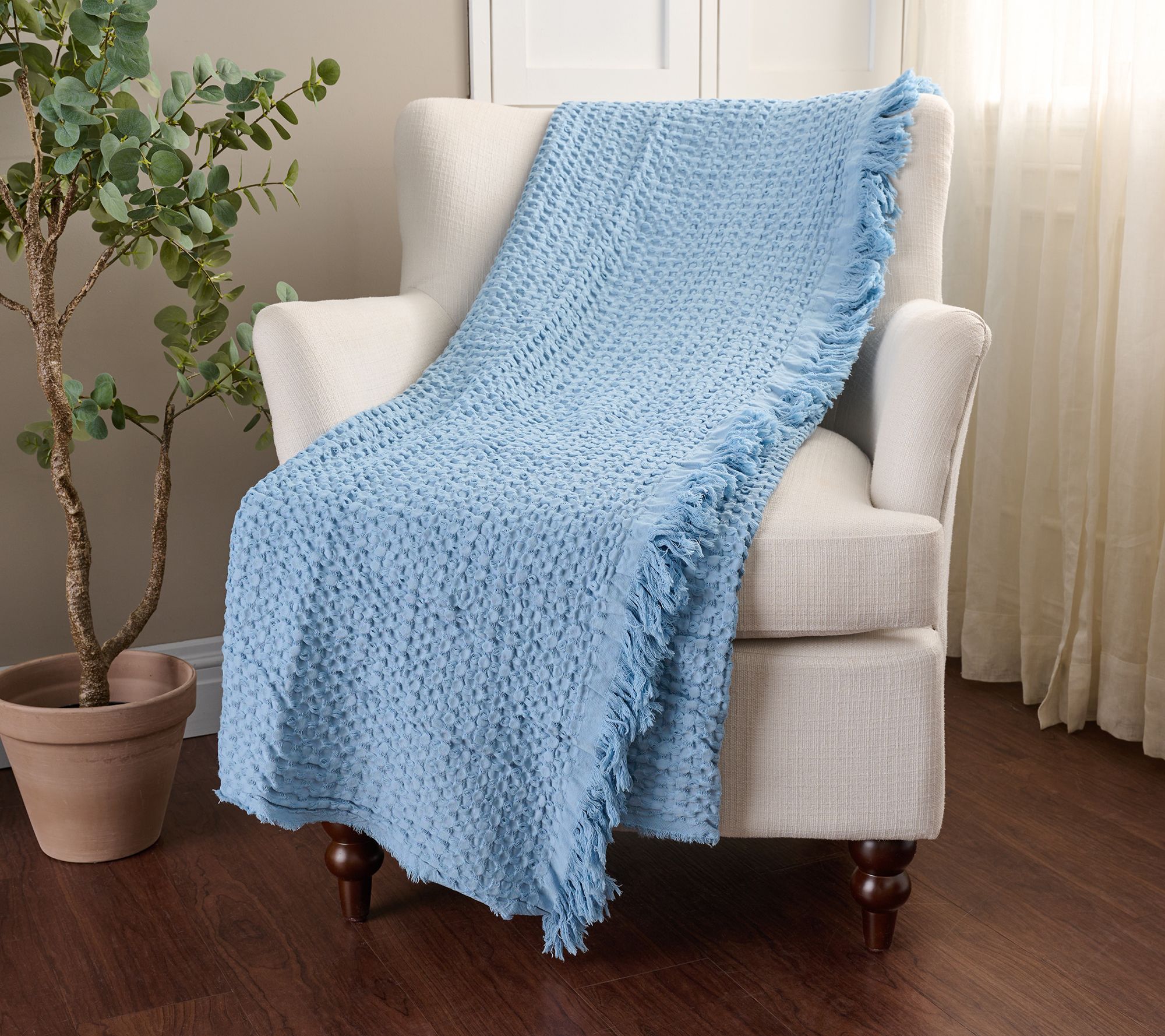 100% Cotton Yarn Dyed Waffle Knit 60x70 Throw by Kim Gravel
