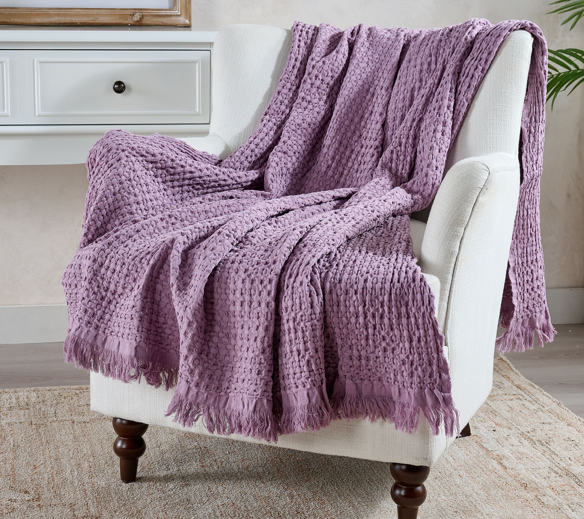 100% Cotton Yarn Dyed Waffle Knit 60x70 Throw by Kim Gravel