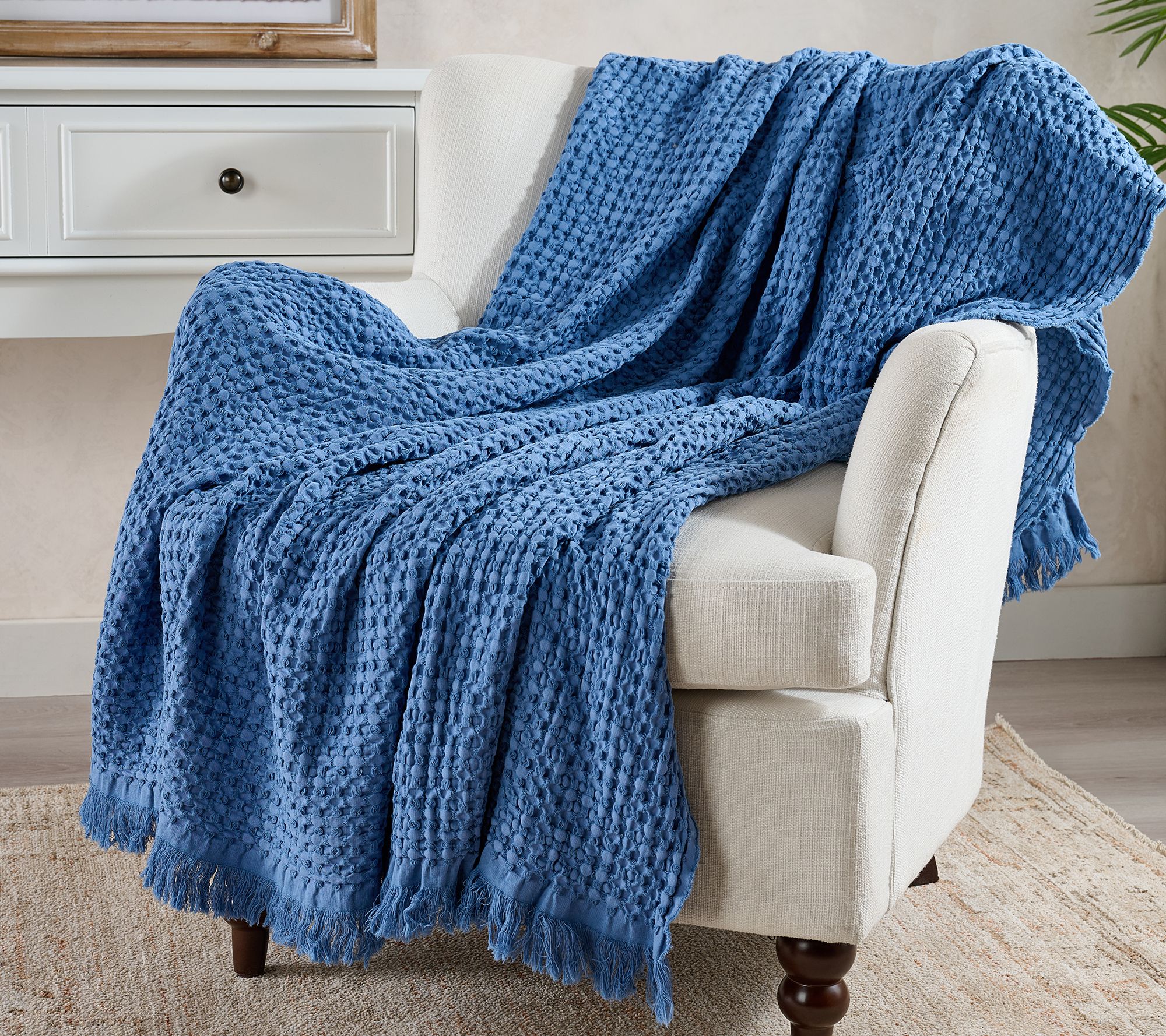 100% Cotton Yarn Dyed Waffle Knit 60x70 Throw by Kim Gravel