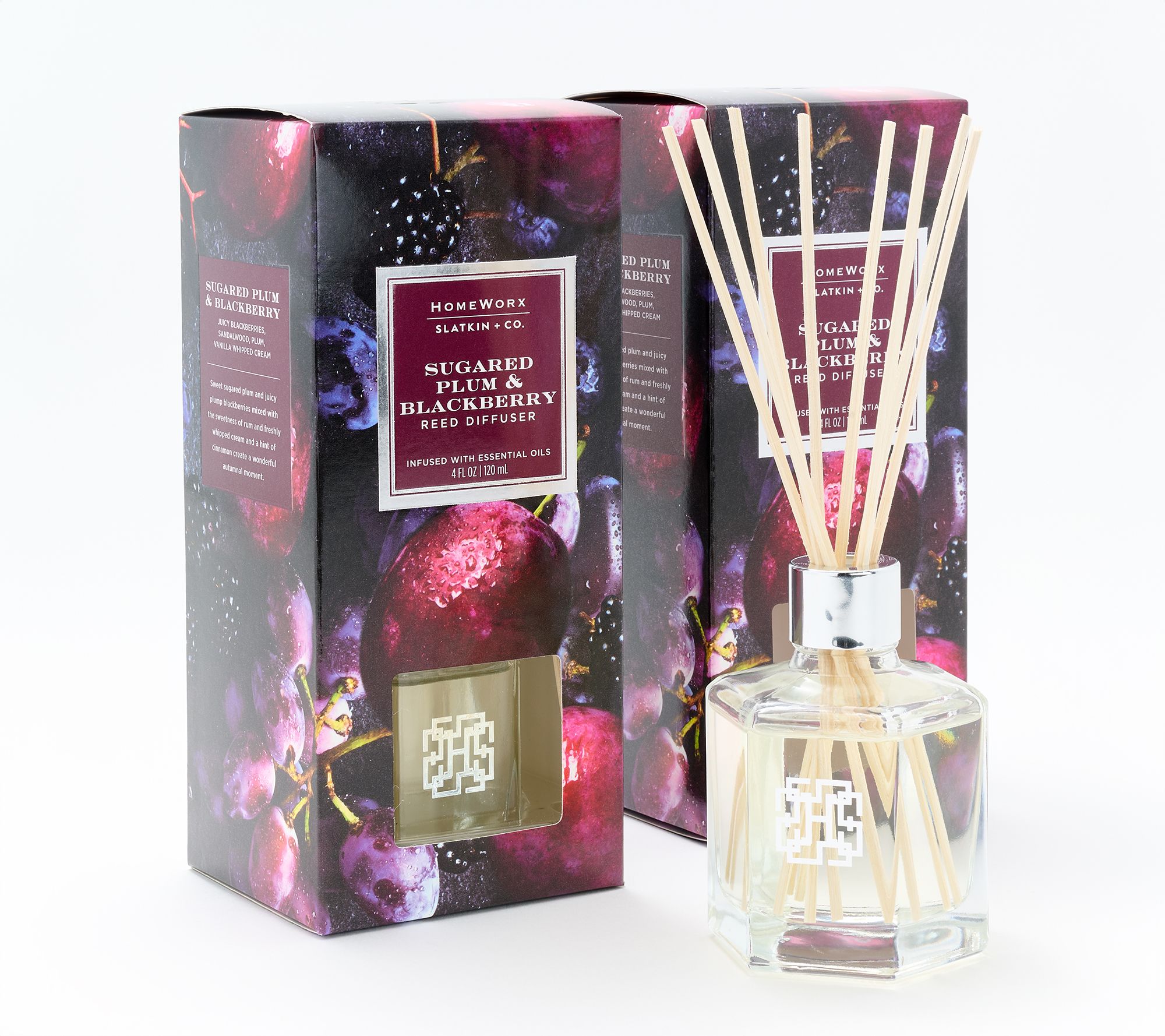 HomeWorx by Slatkin + Co. S/2 Reeds Sugared Plum & Blackberry