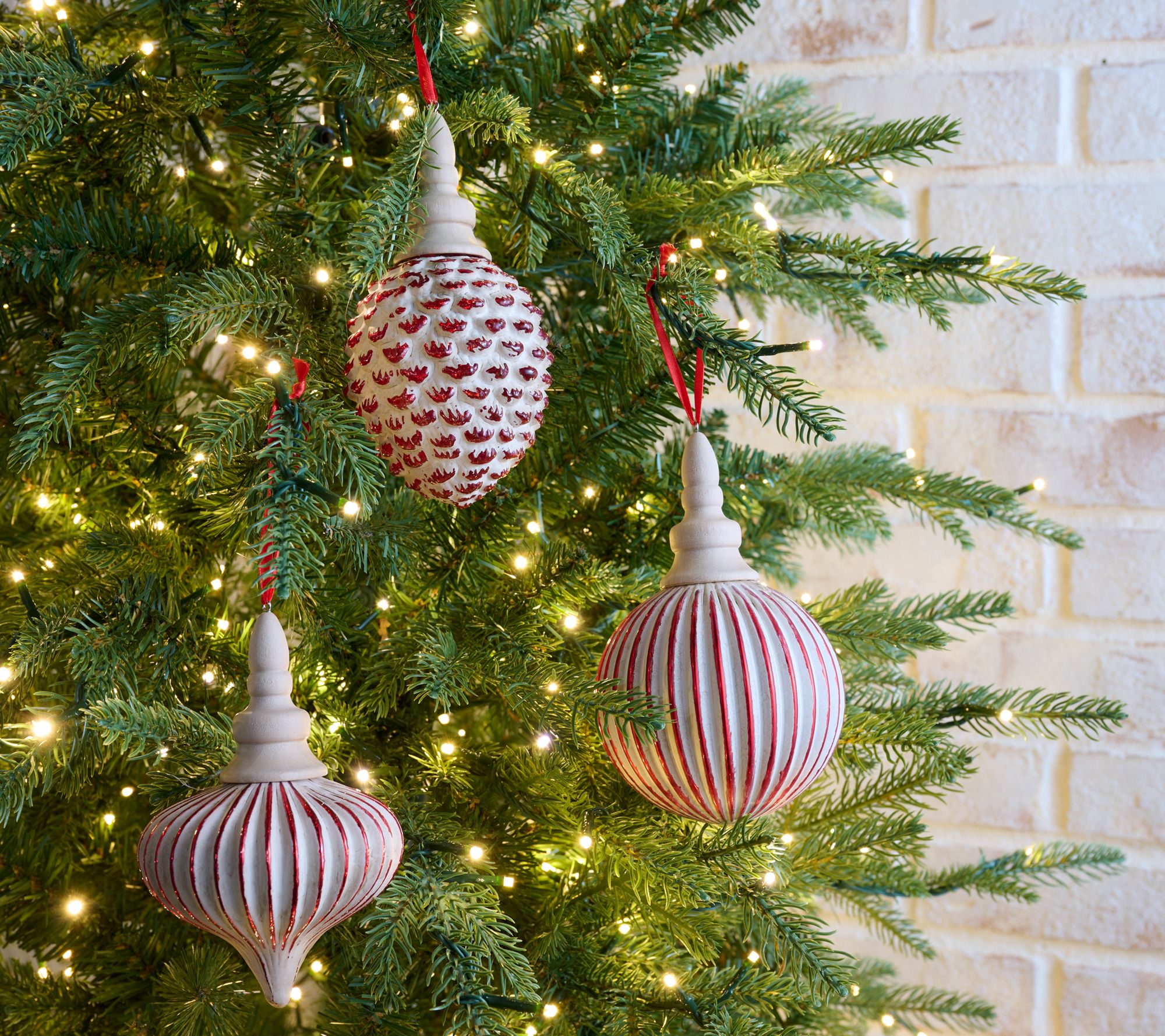 Home Reflections S/3 Vintage Painted Glass Ornaments