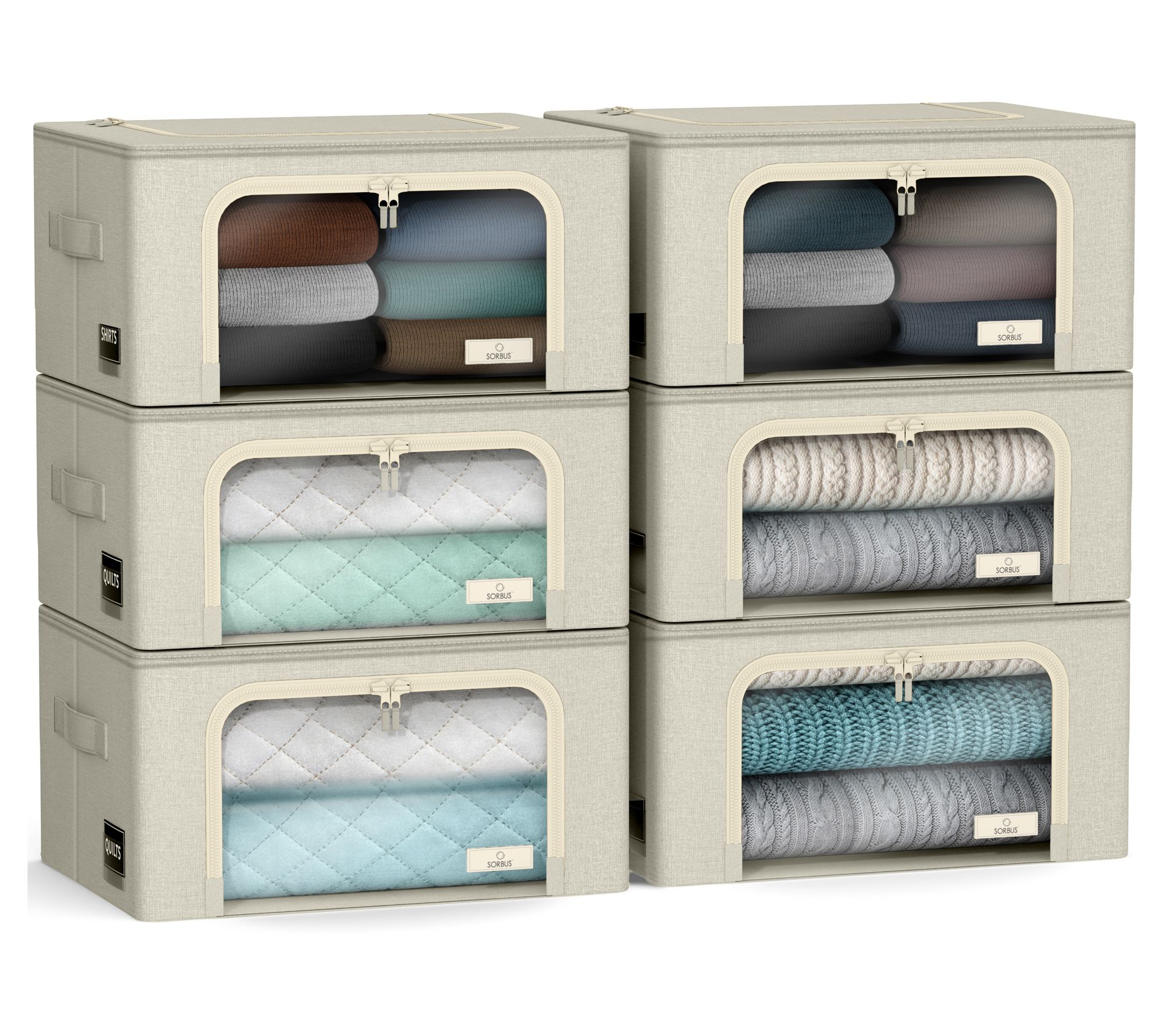 Sorbus 6pk Small Storage Bins with Metal FrameHandles
