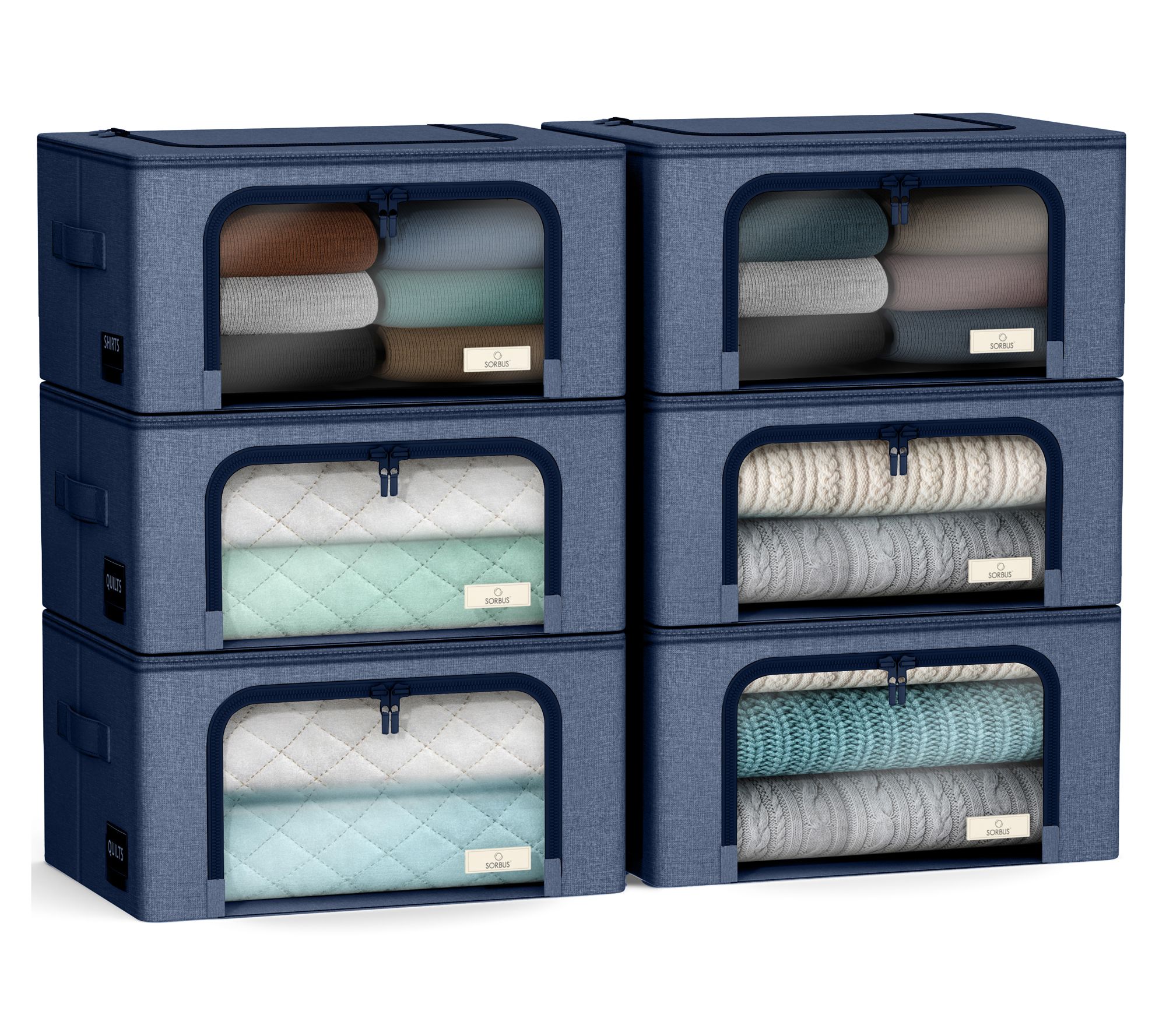 Sorbus 6pk Small Storage Bins with Metal FrameHandles