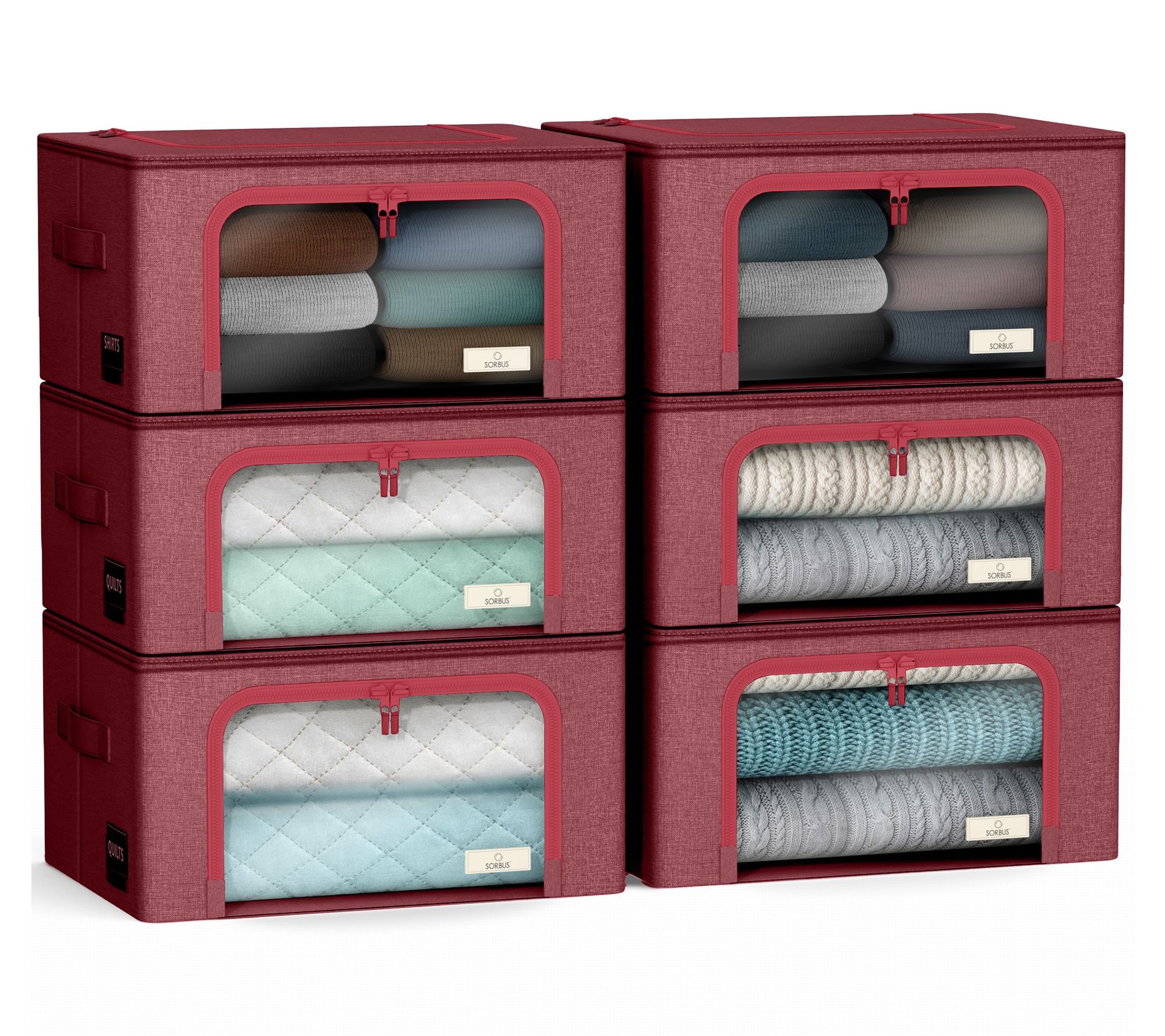 Sorbus 6pk Small Storage Bins with Metal FrameHandles
