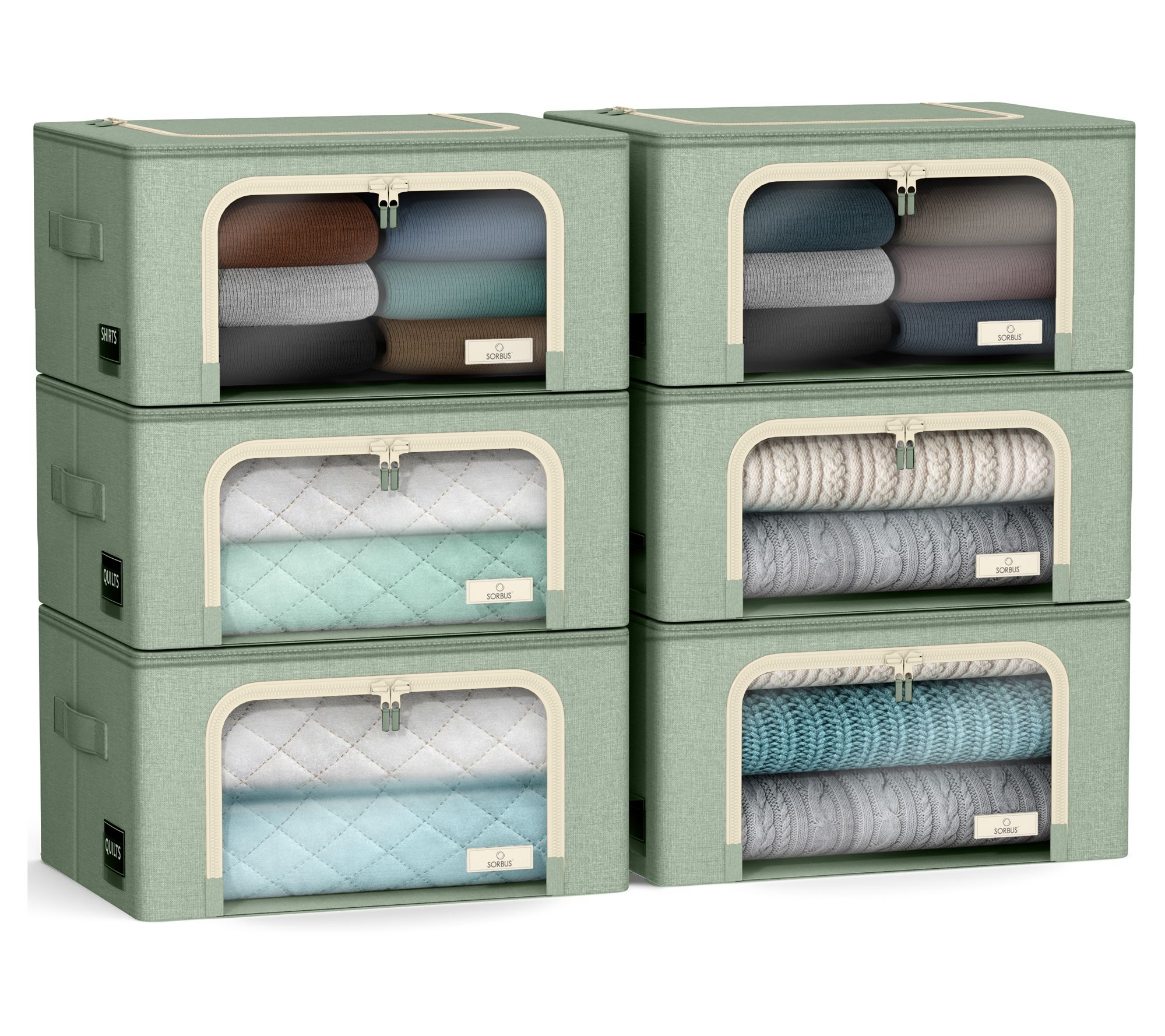 Sorbus 6pk Small Storage Bins with Metal FrameHandles