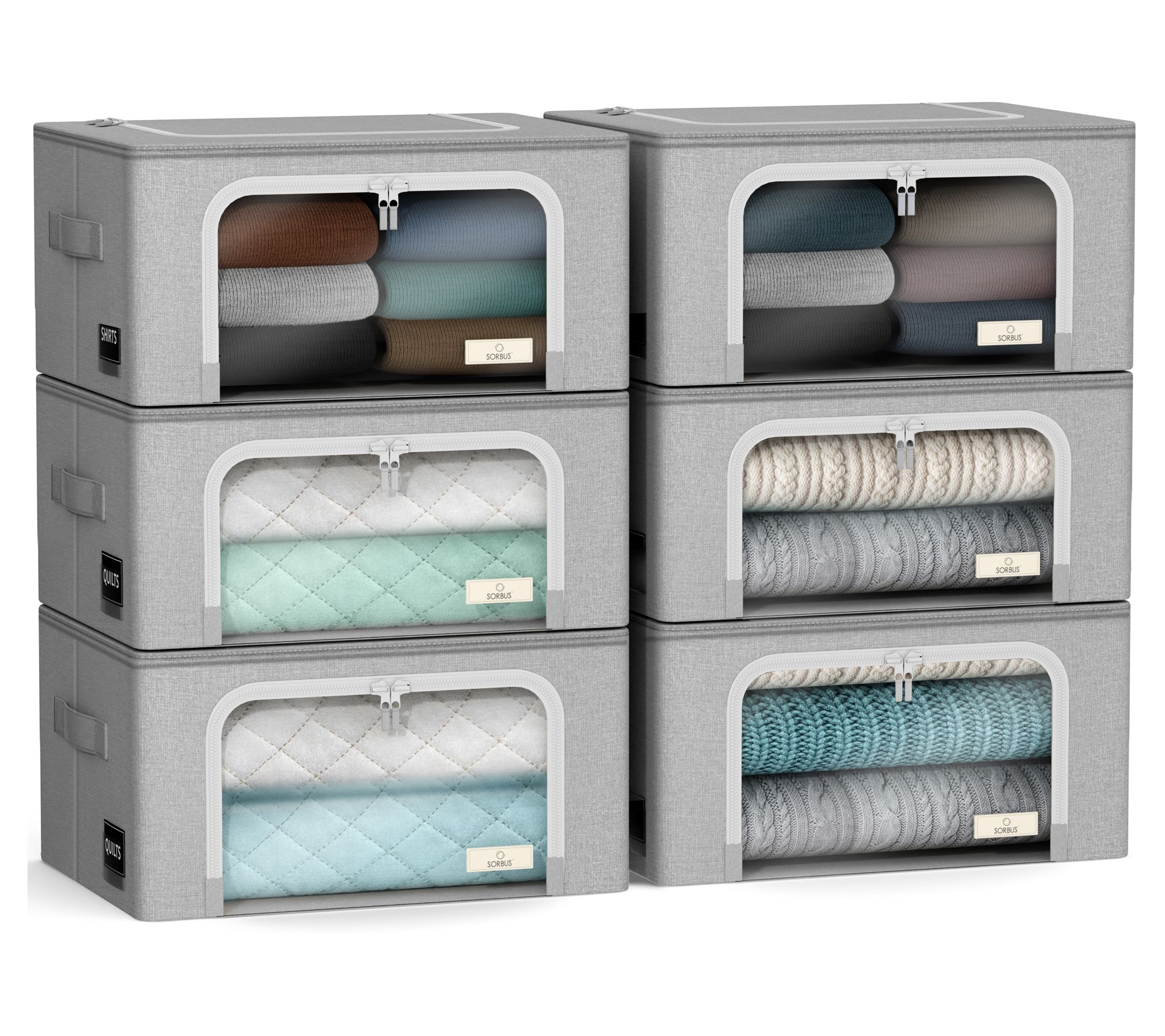 Sorbus 6pk Small Storage Bins with Metal FrameHandles