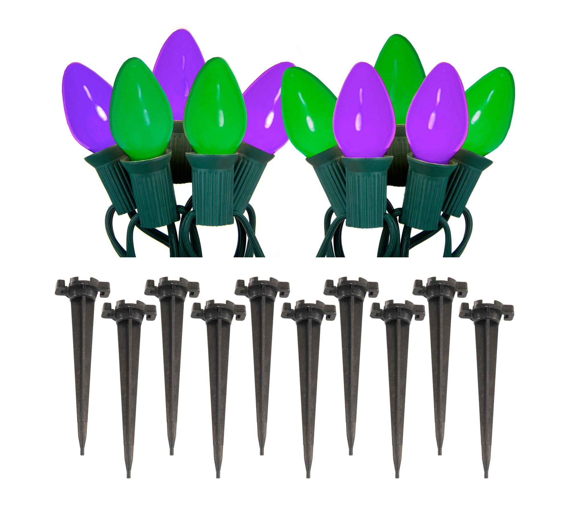 LumaBase LED Pathway Lights with 10 Purple and reen Bulbs